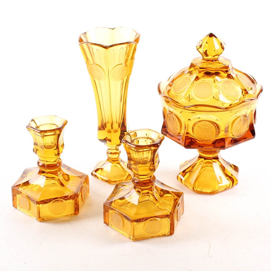 Fostoria Amber "Coin Glass" Collection