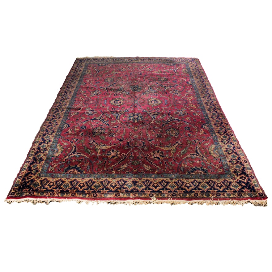 8'11 x 12'3 Circa 1920 Hand-Knotted Turkish Oushak Room Size Rug