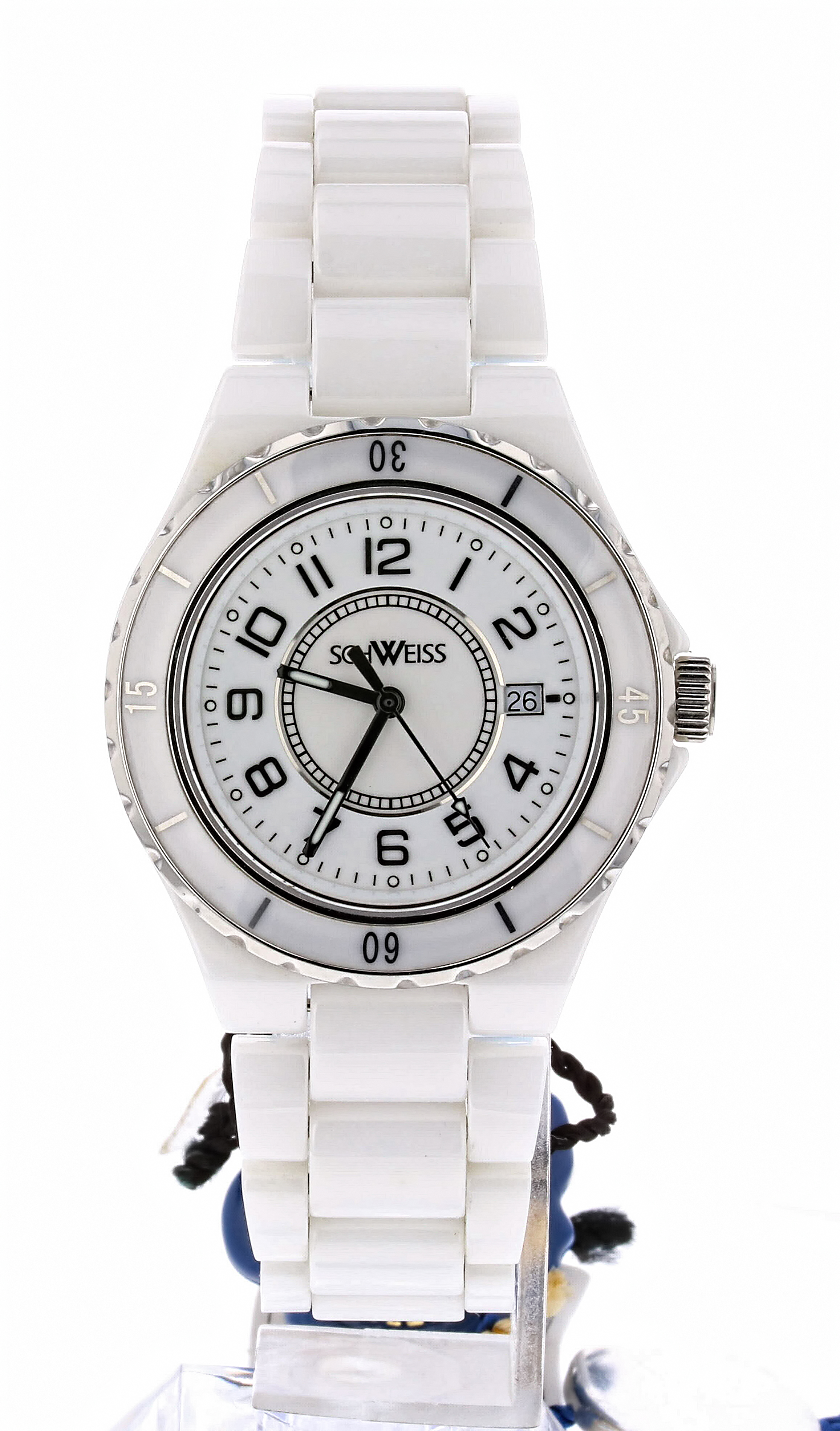 Schweiss Swiss White Ceramic and Stainless Steel Watch