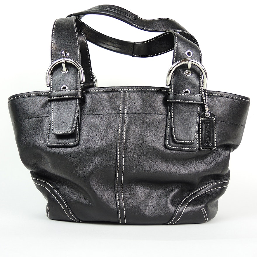 Coach Soho Black Leather Tote Bag