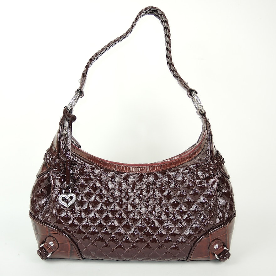 Brighton Quilted Brown and Embossed Leather Handbag
