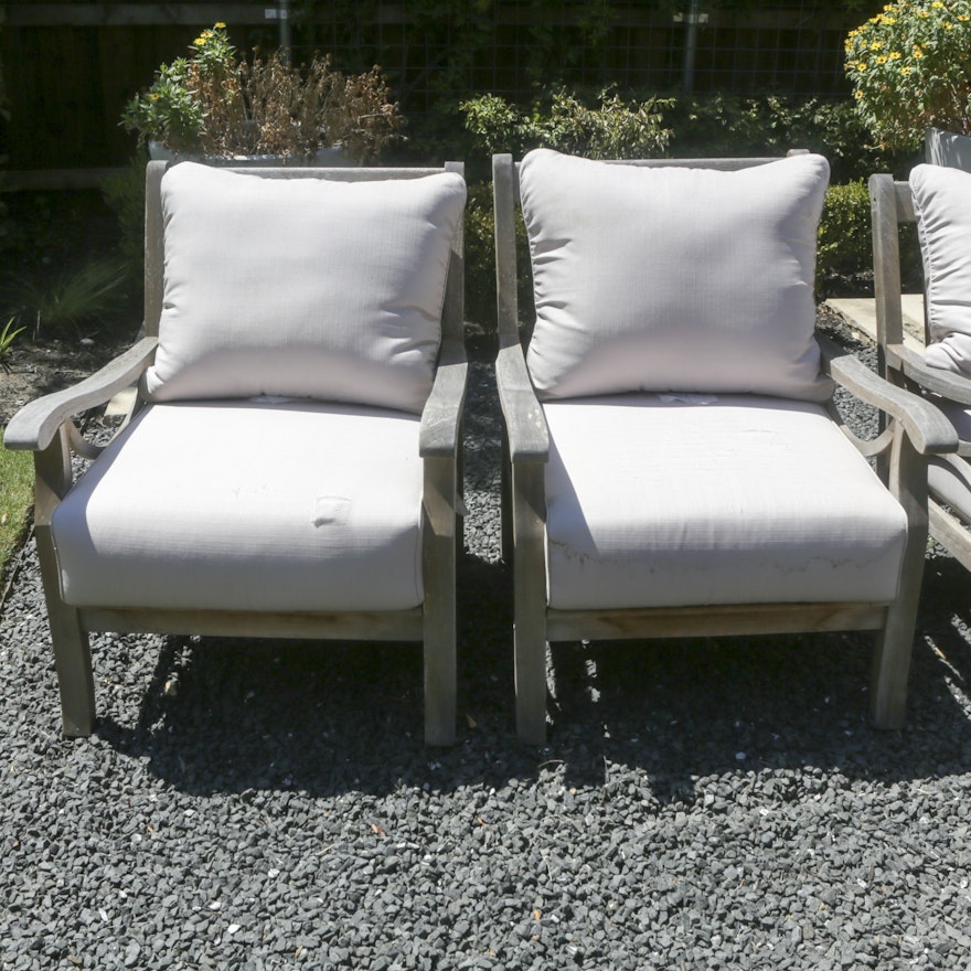 Wooden Patio Furniture Armchairs with Cushions