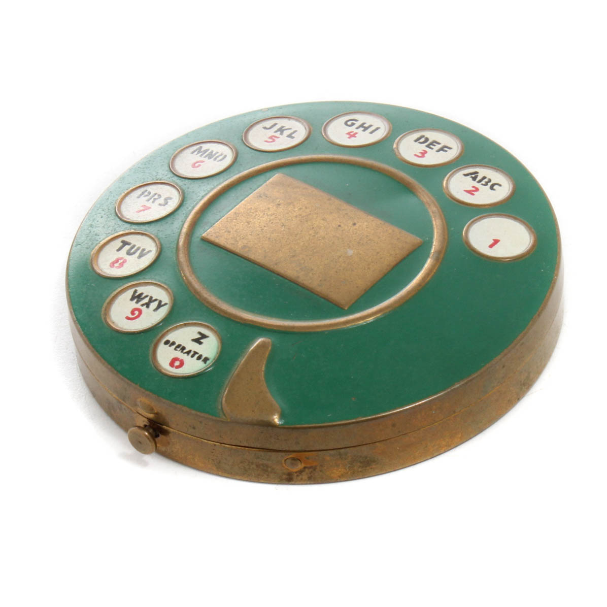 Enameled and Brass Phone Dial Compact after Elsa Schiaparelli and Salvador Dali