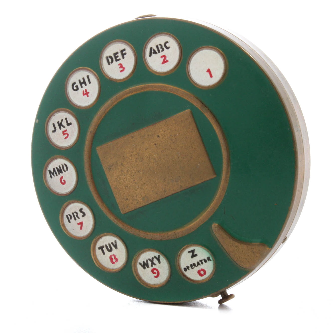 Enameled and Brass Phone Dial Compact after Elsa Schiaparelli and Salvador Dali