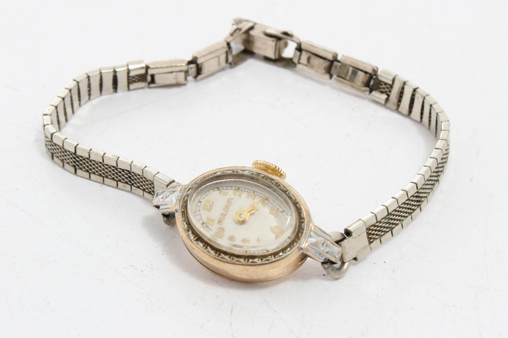 Vintage 10K Gold Filled Bulova Art Deco Watch in Case