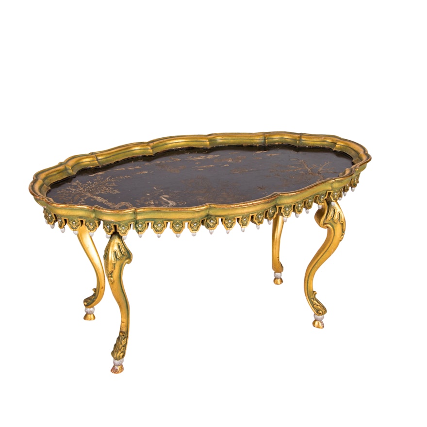 George II Style Ebonized and Parcel-Gilt Coffee Table, 20th Century