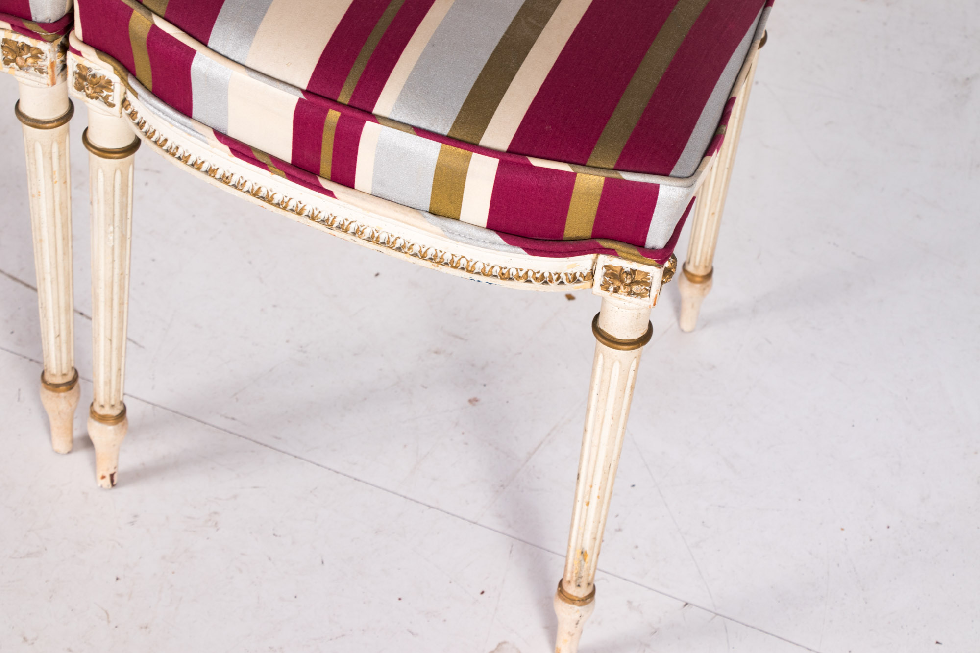 Pair of Neoclassical Style Cream-Painted and Parcel-Gilt Side Chairs, Circa 1900