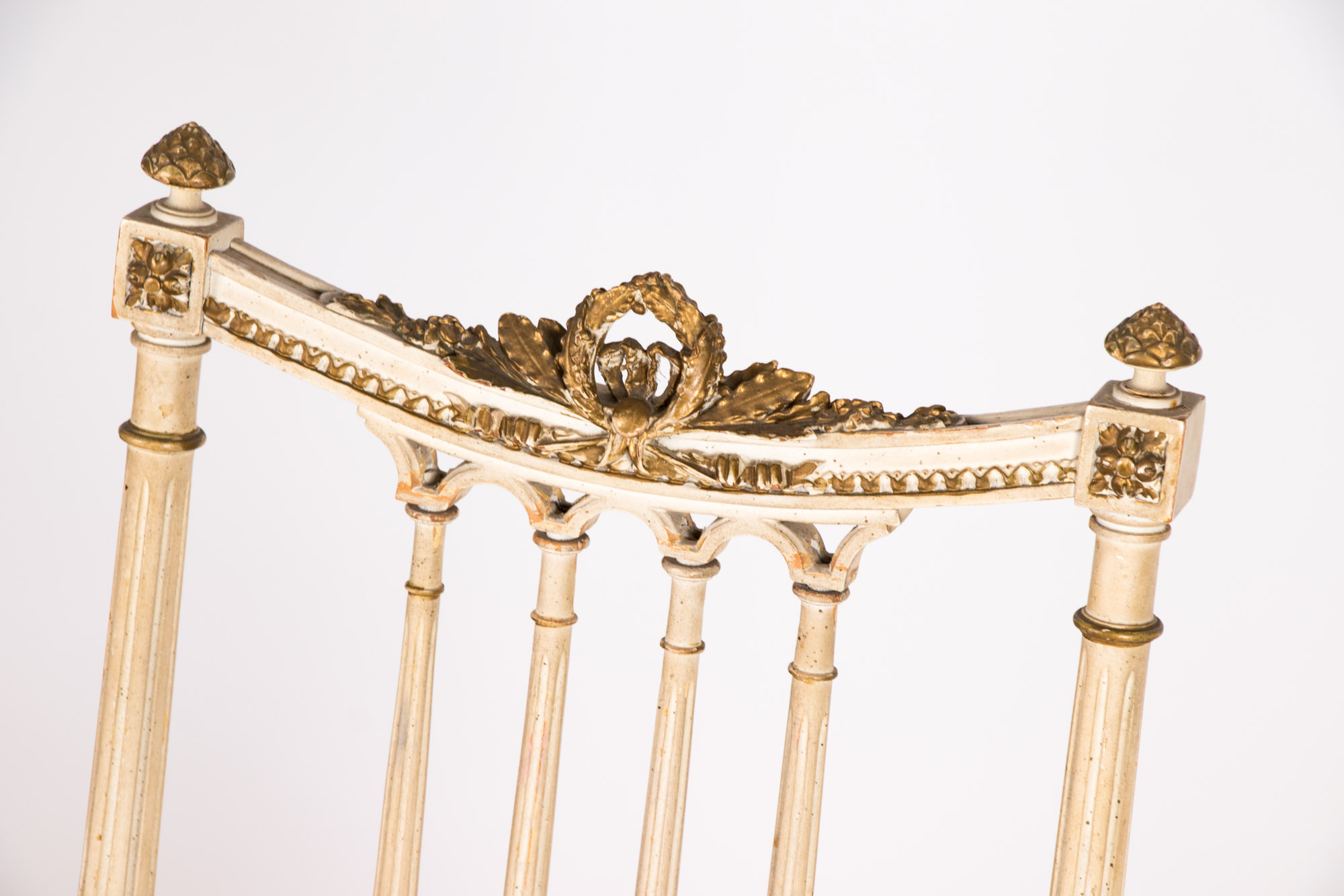 Pair of Neoclassical Style Cream-Painted and Parcel-Gilt Side Chairs, Circa 1900