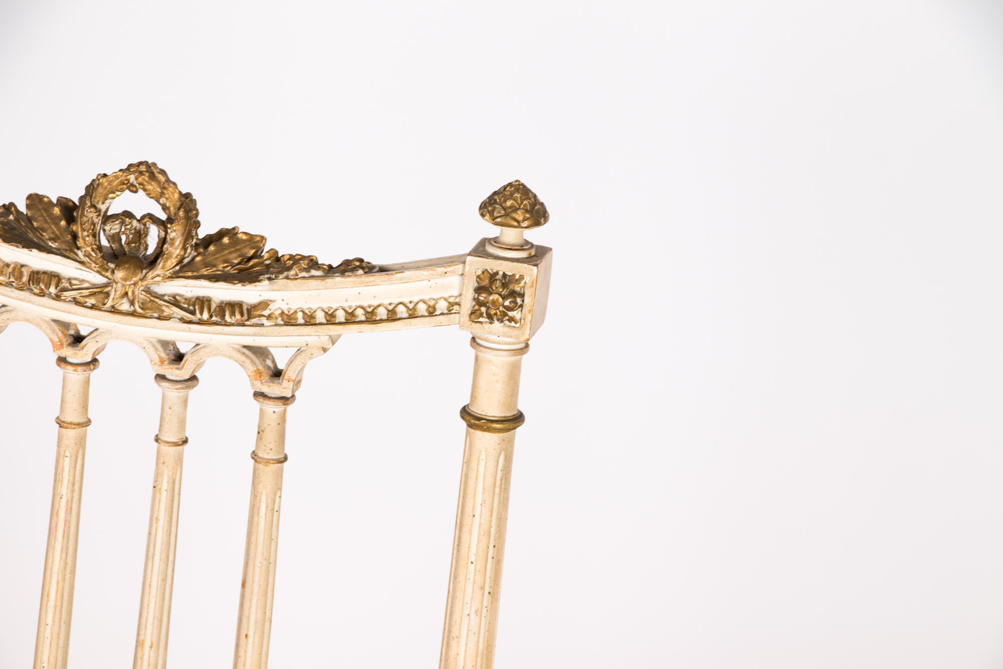 Pair of Neoclassical Style Cream-Painted and Parcel-Gilt Side Chairs, Circa 1900