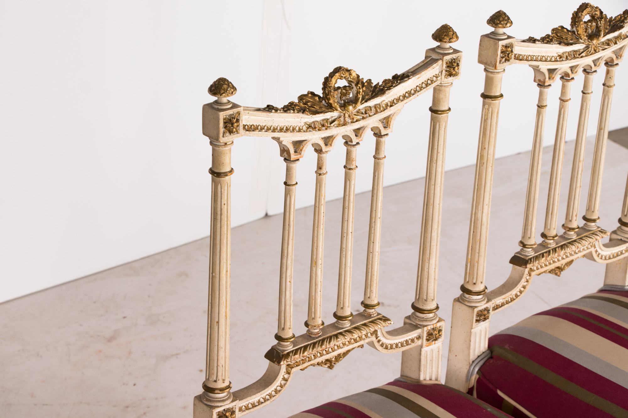 Pair of Neoclassical Style Cream-Painted and Parcel-Gilt Side Chairs, Circa 1900