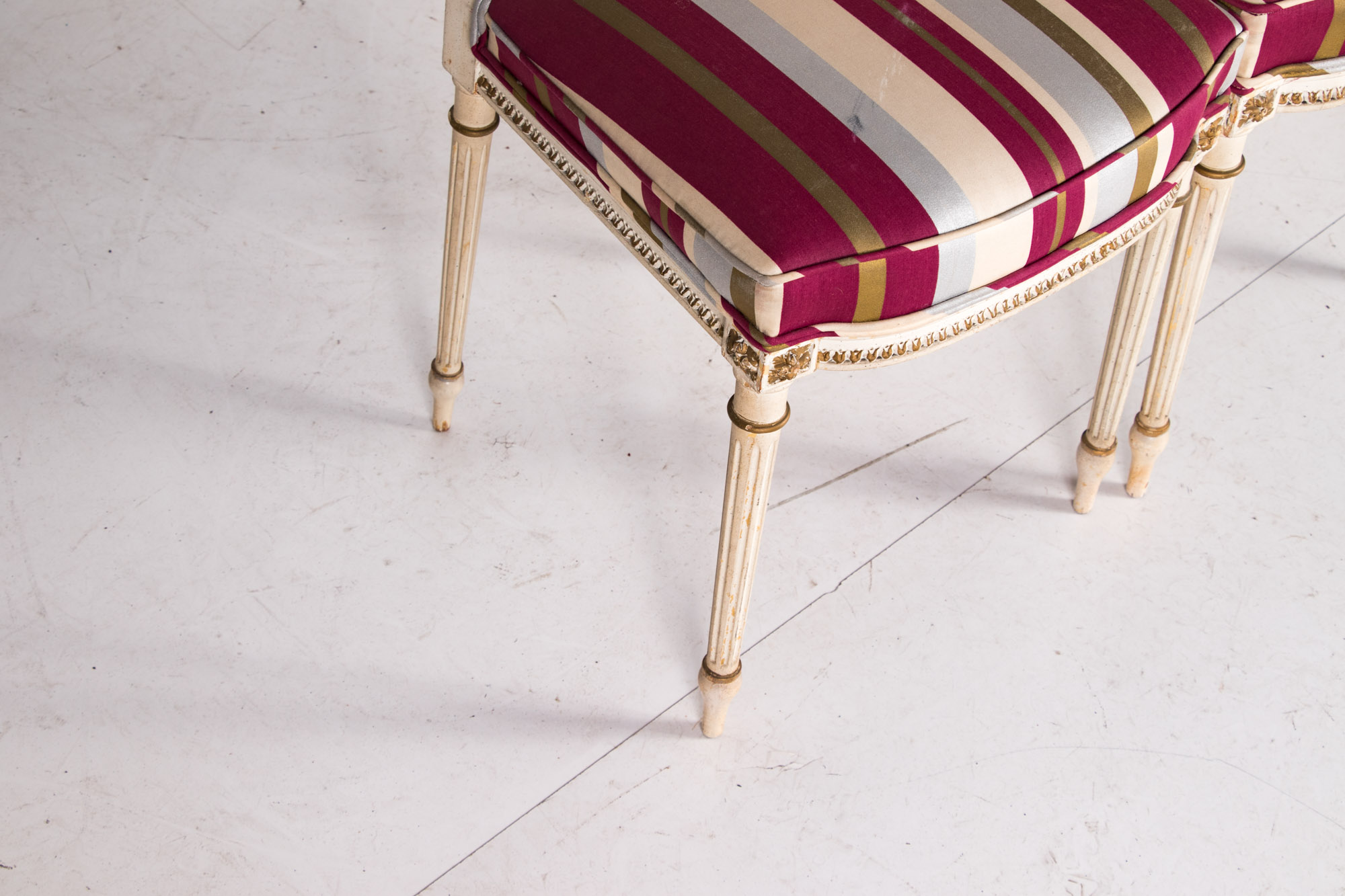 Pair of Neoclassical Style Cream-Painted and Parcel-Gilt Side Chairs, Circa 1900