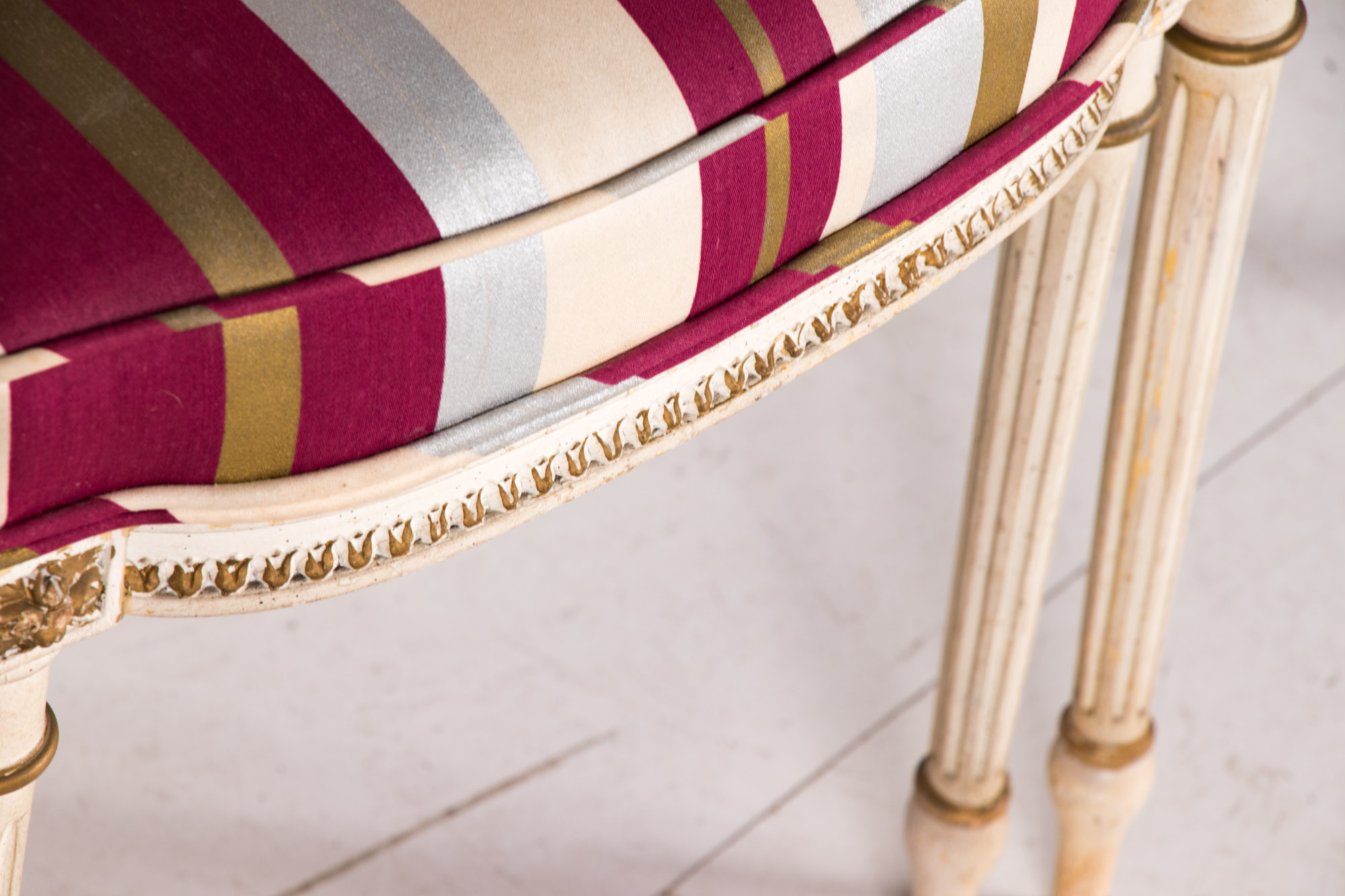 Pair of Neoclassical Style Cream-Painted and Parcel-Gilt Side Chairs, Circa 1900