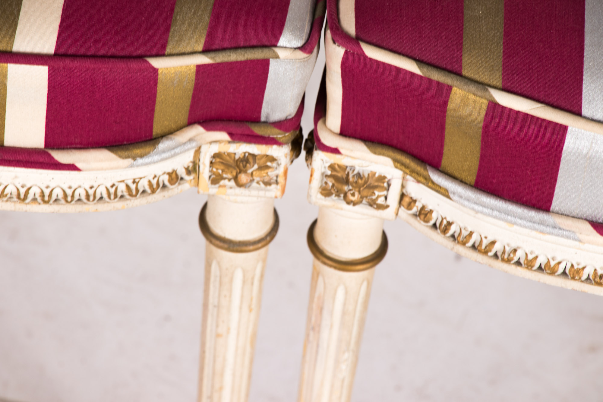 Pair of Neoclassical Style Cream-Painted and Parcel-Gilt Side Chairs, Circa 1900