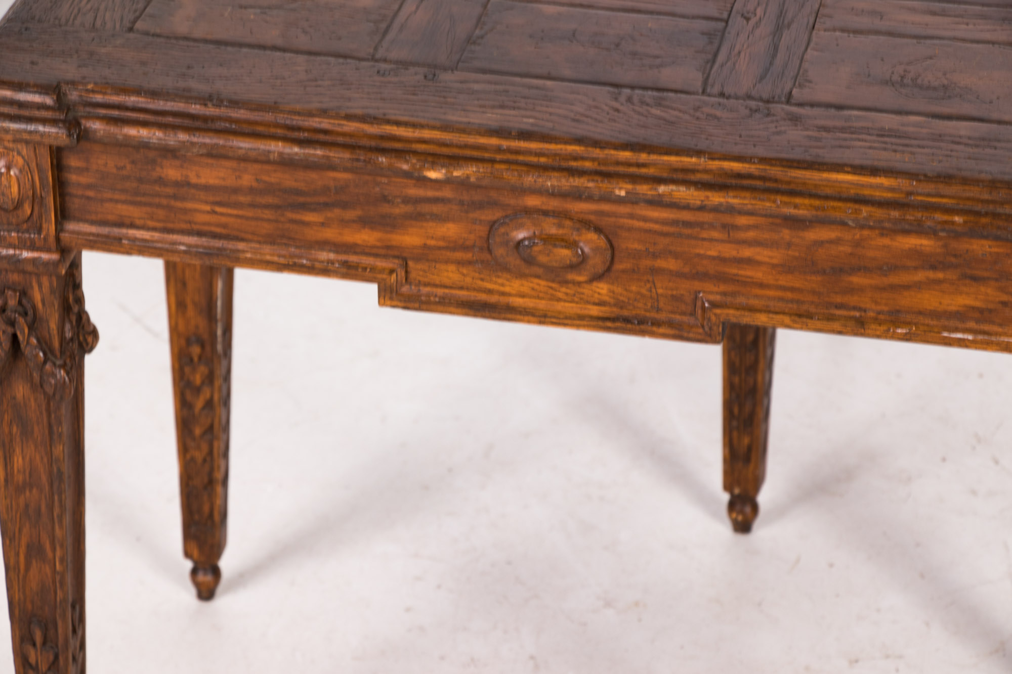 Pair of Neoclassical Style Carved Oak Provincial Side Tables, 20th Century