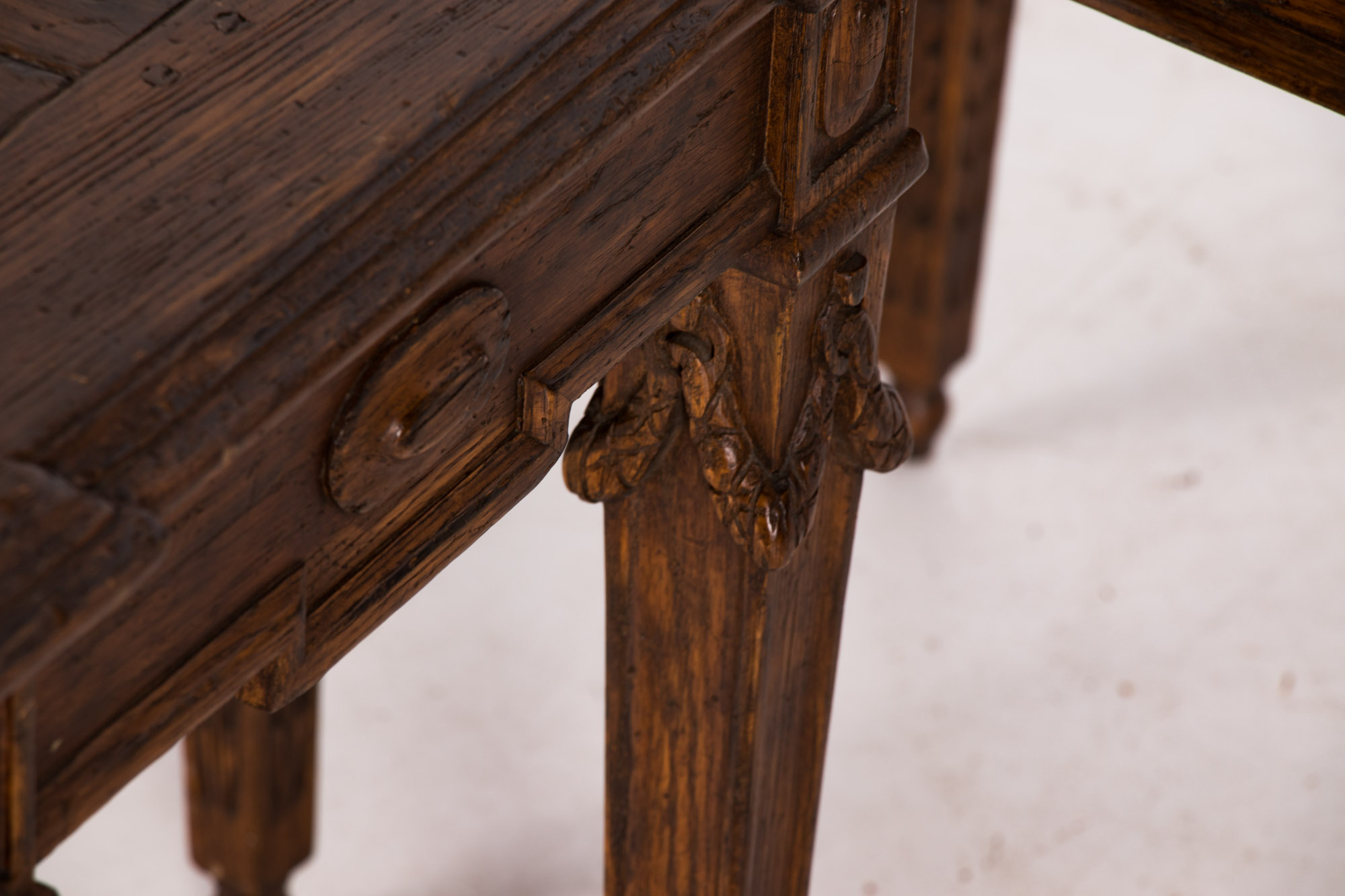 Pair of Neoclassical Style Carved Oak Provincial Side Tables, 20th Century