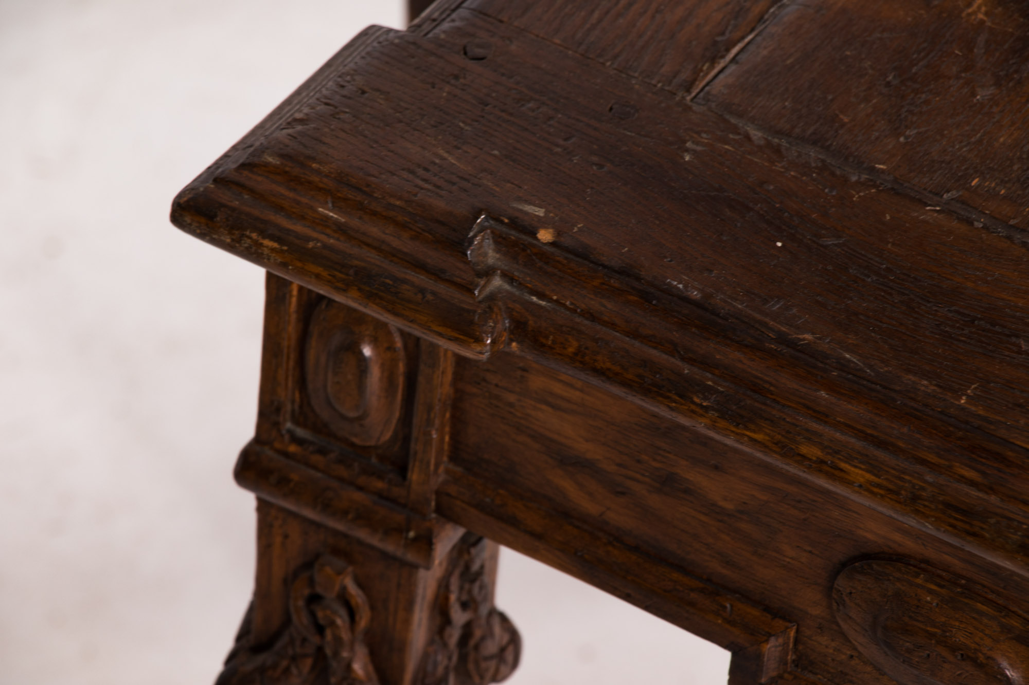 Pair of Neoclassical Style Carved Oak Provincial Side Tables, 20th Century