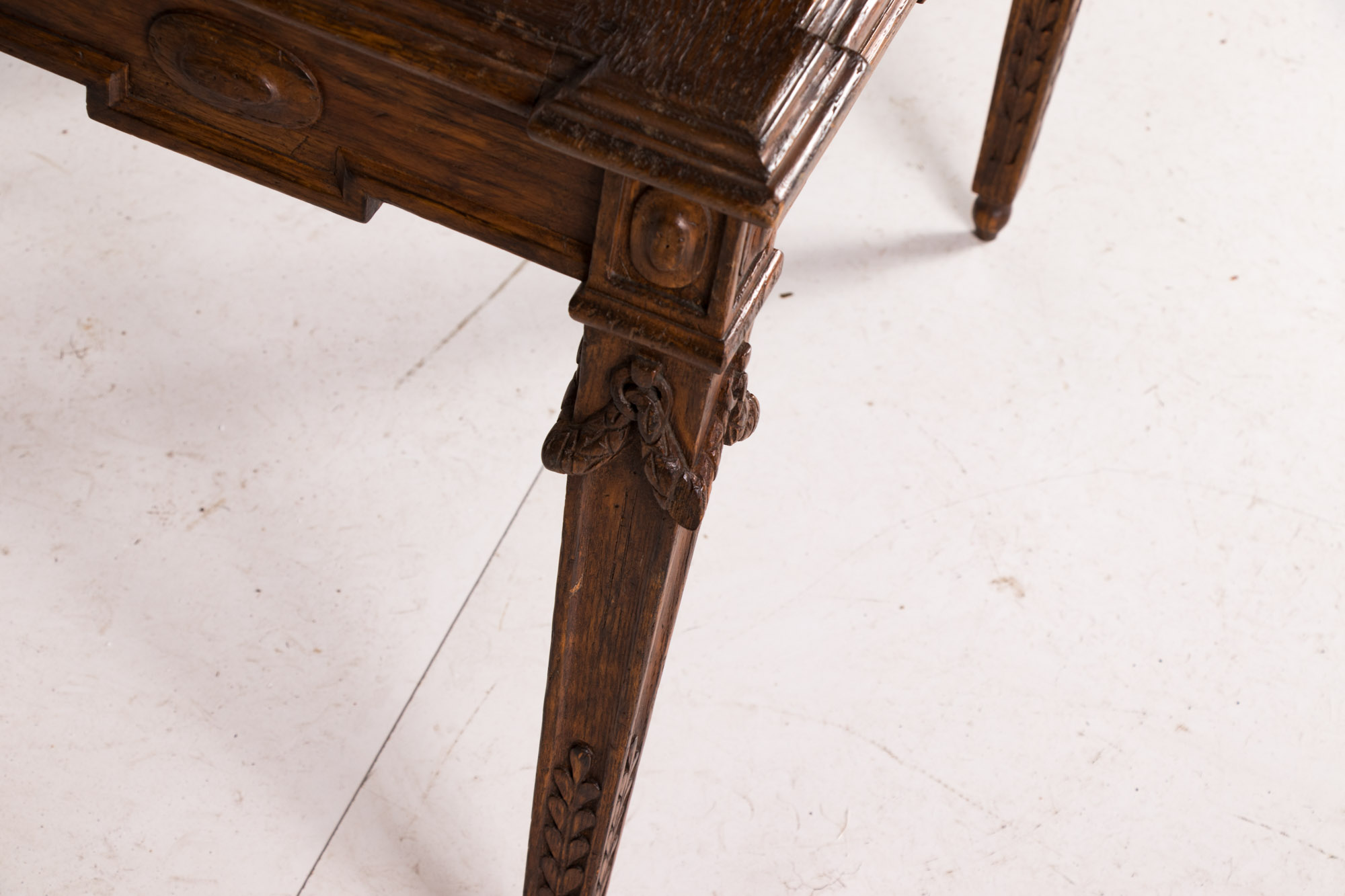 Pair of Neoclassical Style Carved Oak Provincial Side Tables, 20th Century