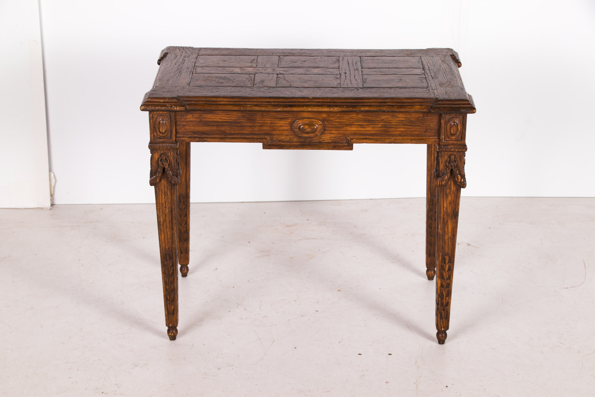 Pair of Neoclassical Style Carved Oak Provincial Side Tables, 20th Century