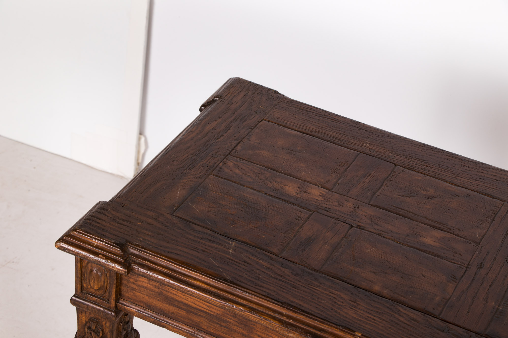 Pair of Neoclassical Style Carved Oak Provincial Side Tables, 20th Century