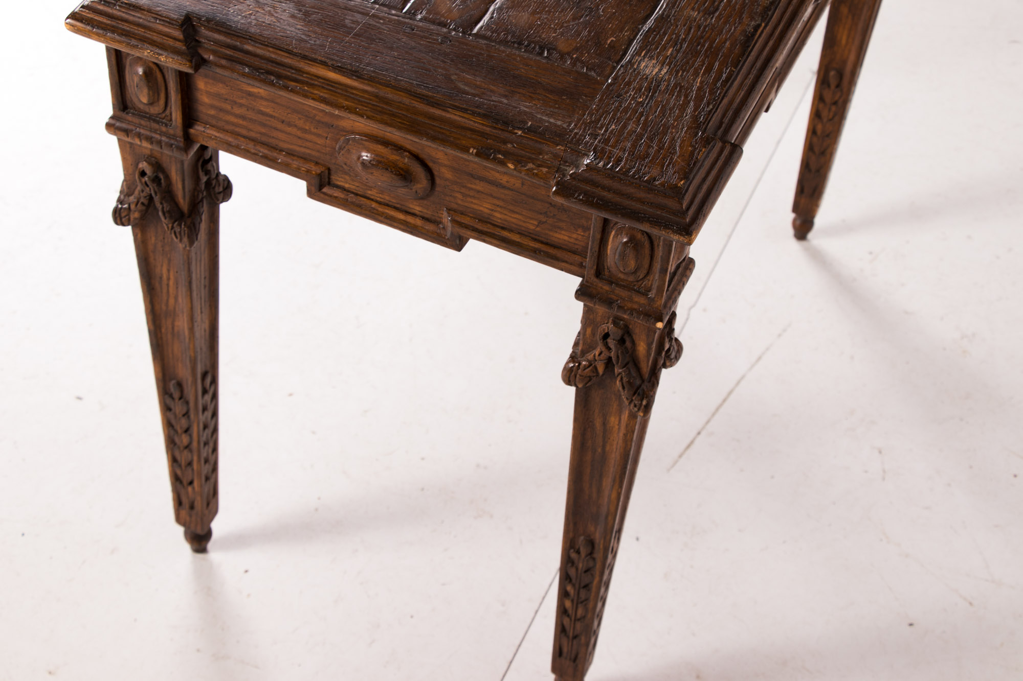Pair of Neoclassical Style Carved Oak Provincial Side Tables, 20th Century