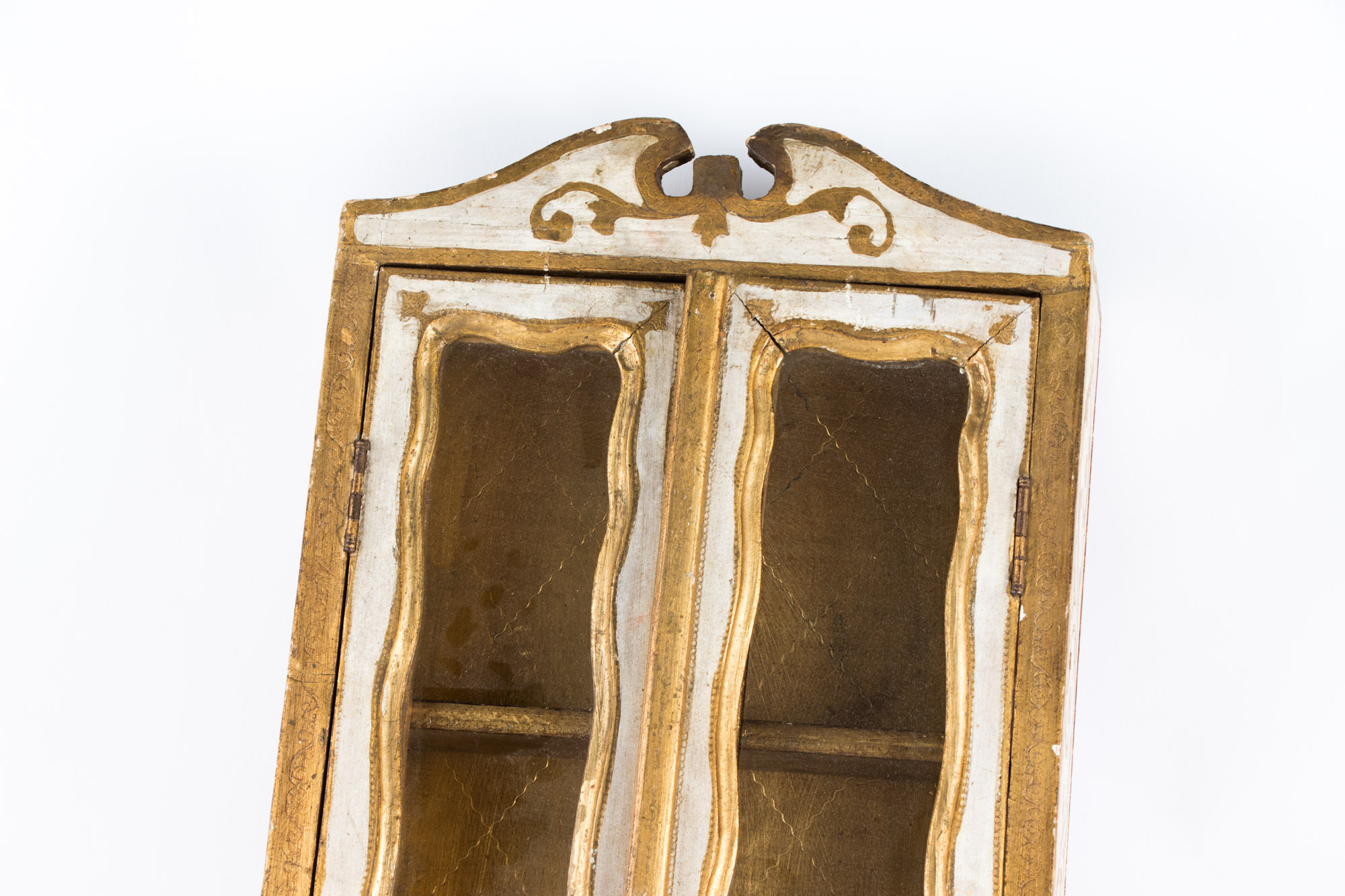 Florentine Cream-Painted and Parcel-Gilt Hanging Cabinet, 20th Century