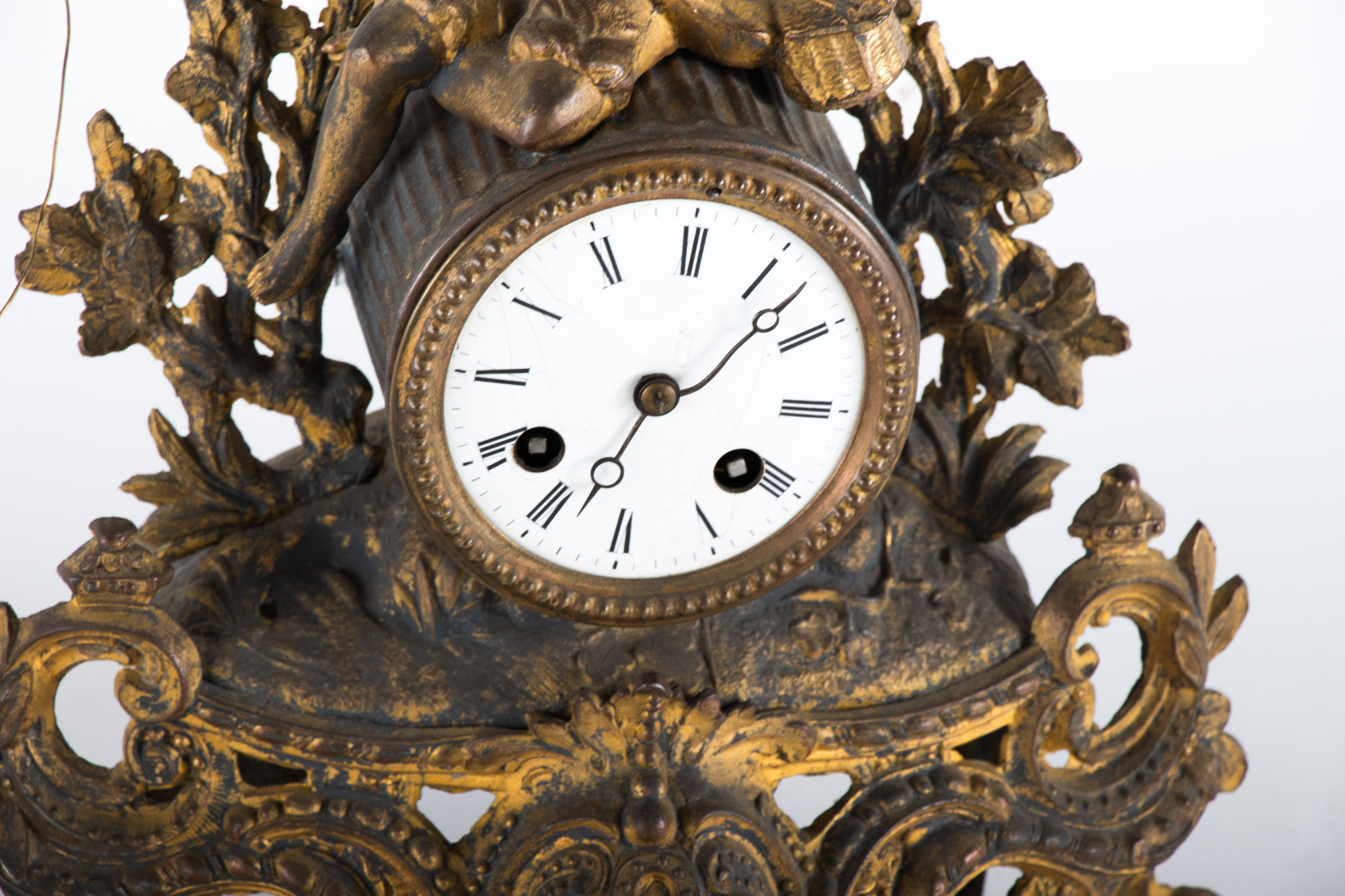 French Gilt-Metal Figural Mantel Clock, Late 19th Century