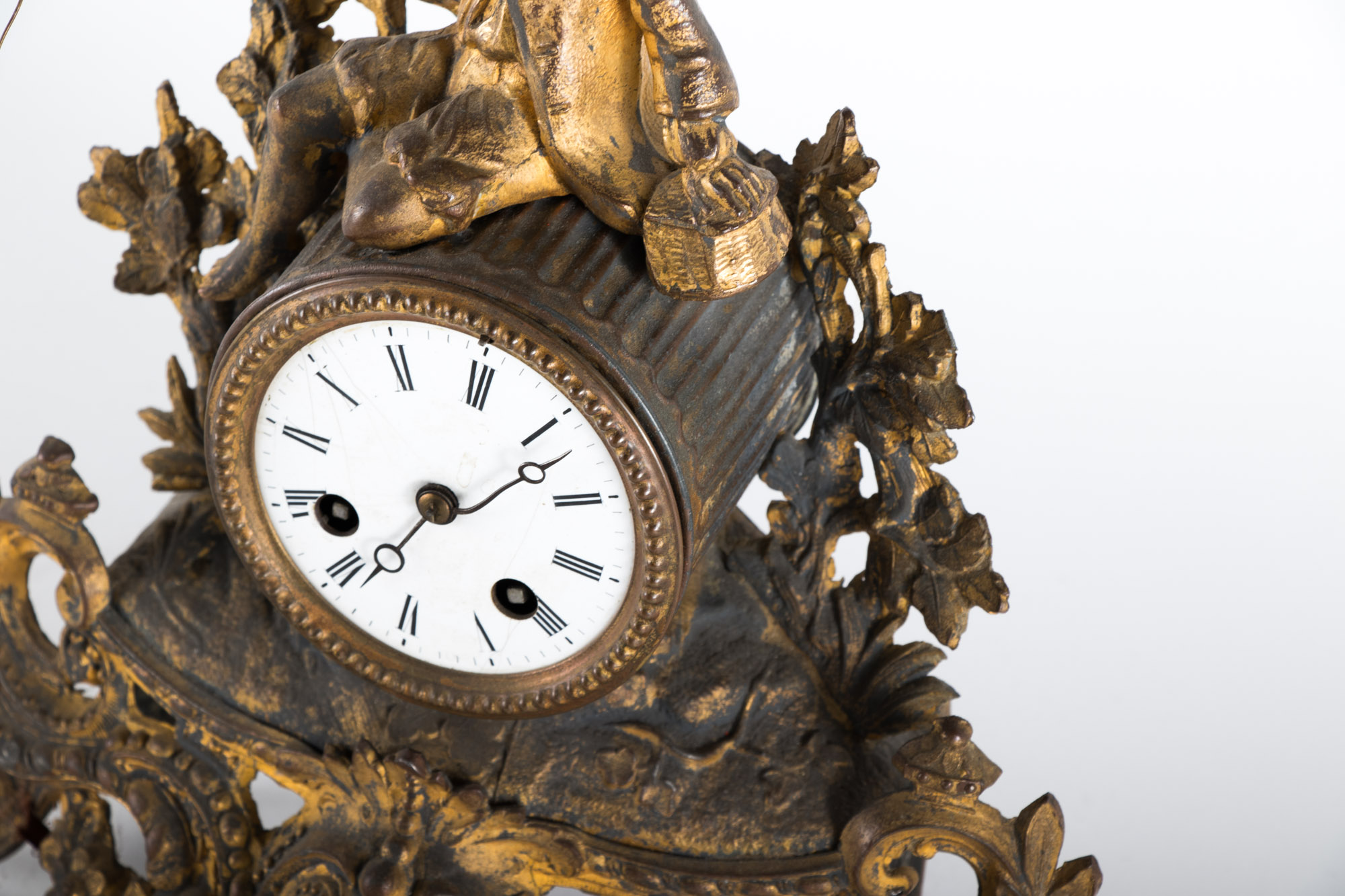 French Gilt-Metal Figural Mantel Clock, Late 19th Century