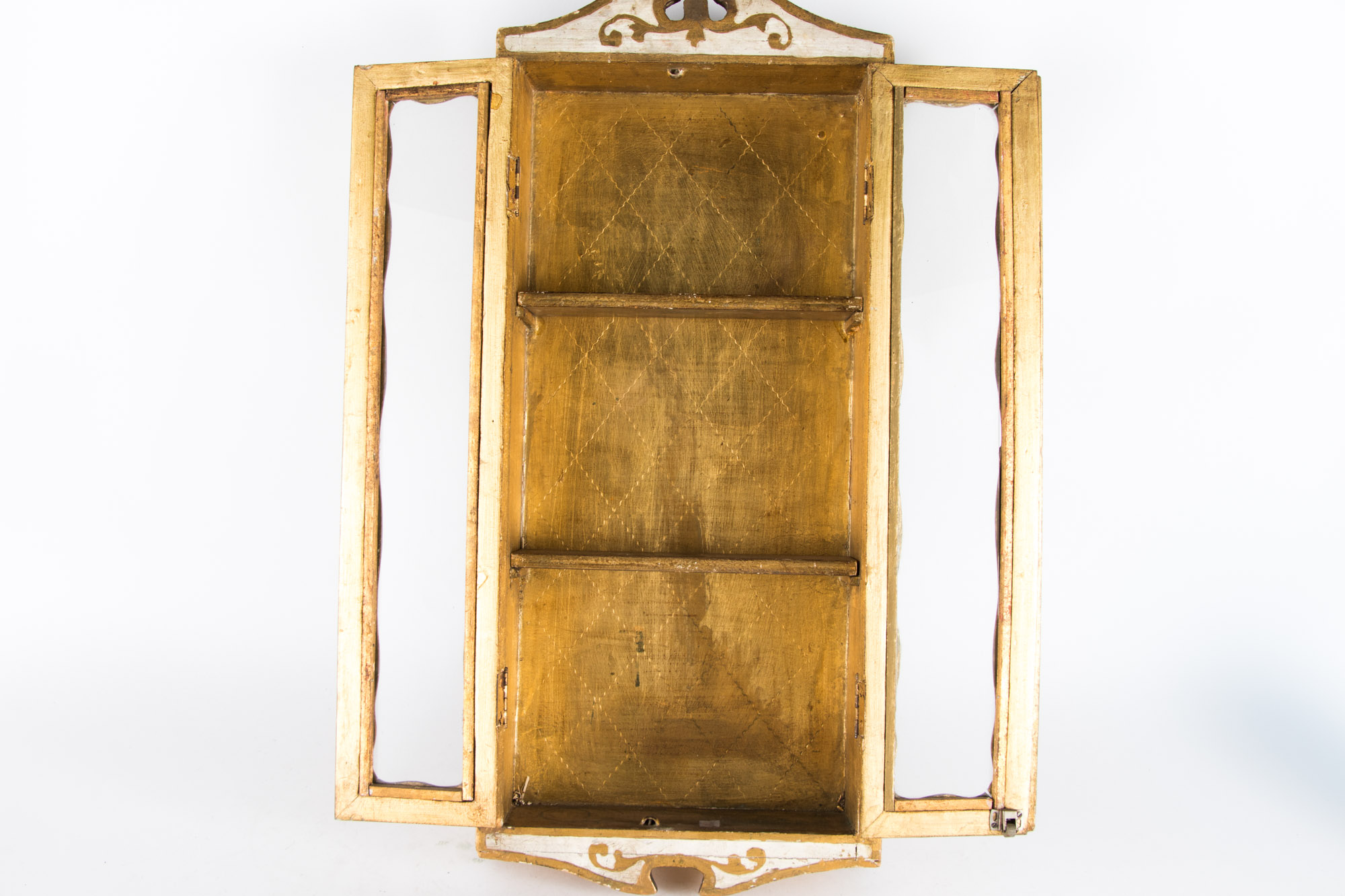 Florentine Cream-Painted and Parcel-Gilt Hanging Cabinet, 20th Century