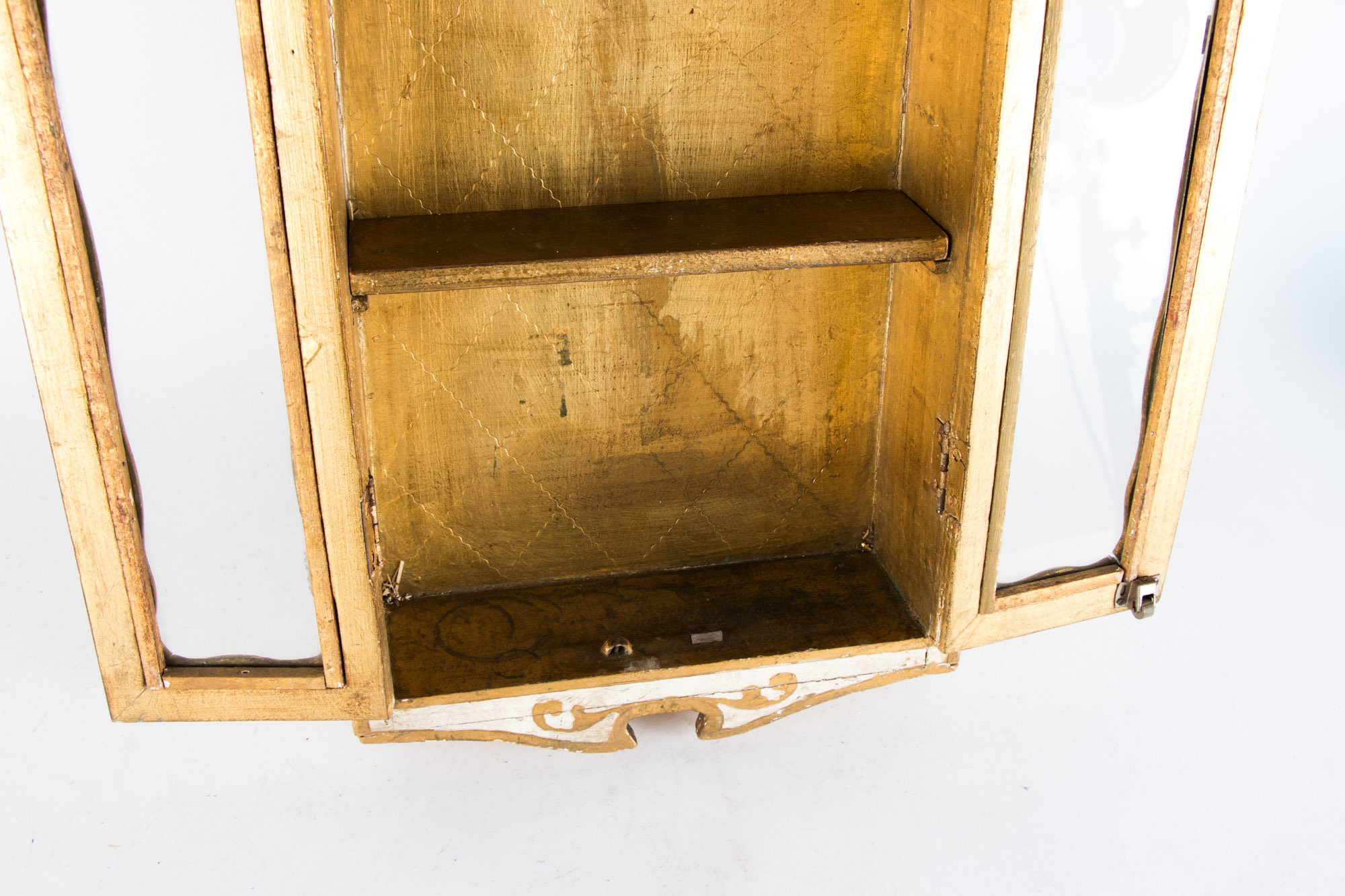 Florentine Cream-Painted and Parcel-Gilt Hanging Cabinet, 20th Century
