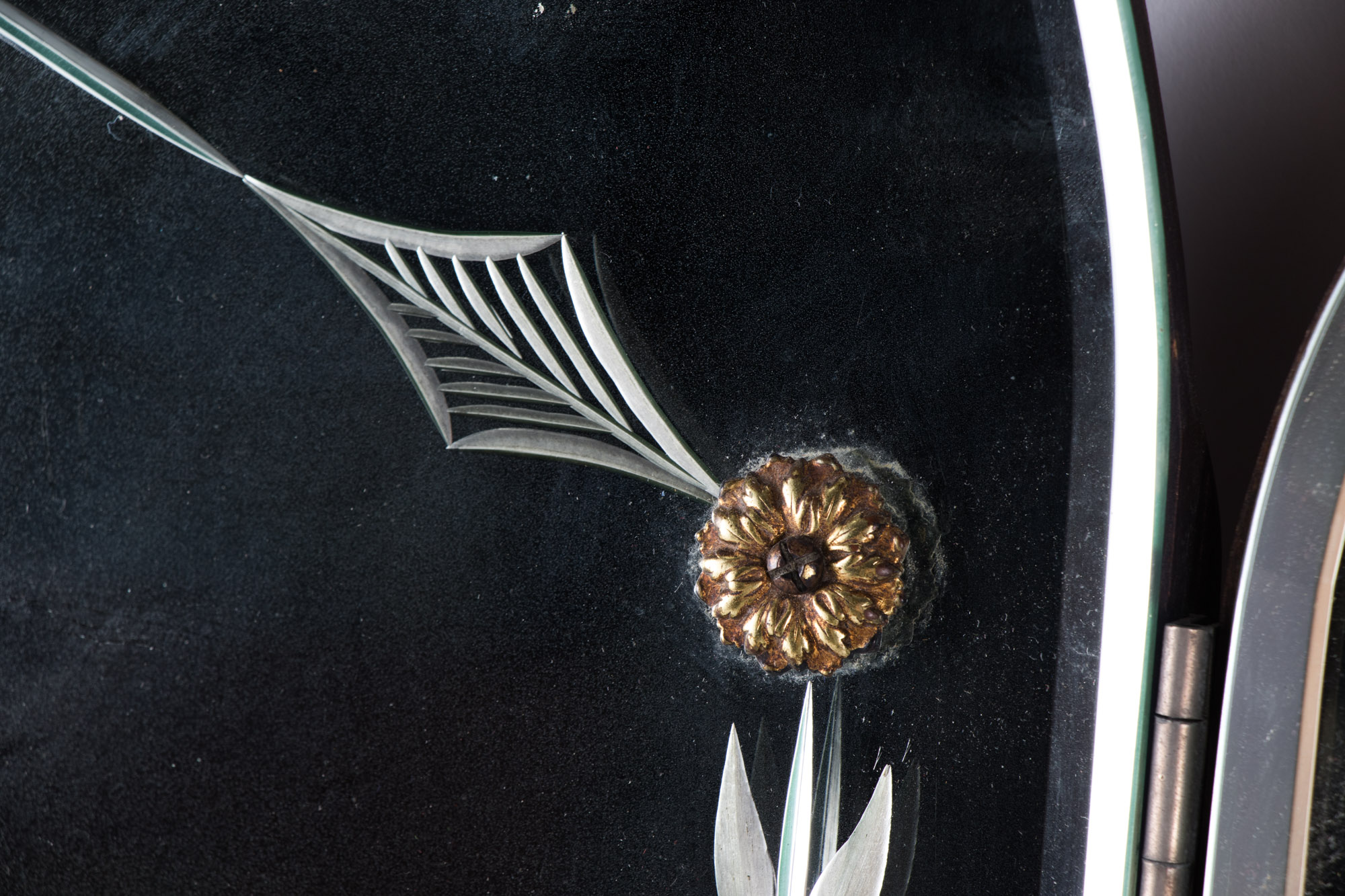 Art Deco Etched Glass Three Section Vanity Mirror, Circa 1940