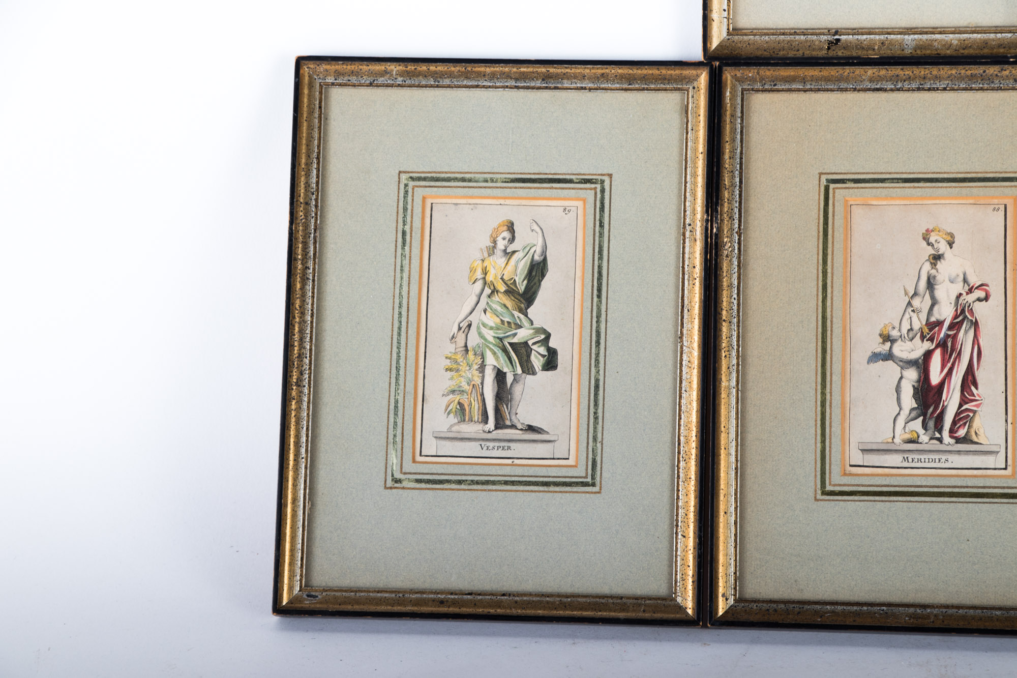 Framed Hand Colored Roman Mythology Prints, 19th Century