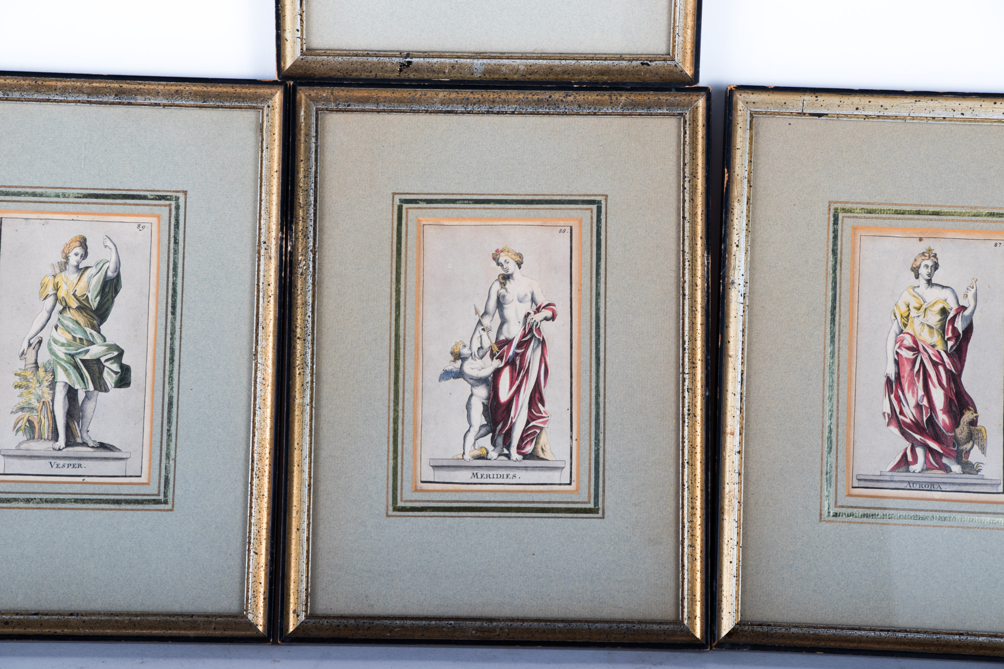 Framed Hand Colored Roman Mythology Prints, 19th Century