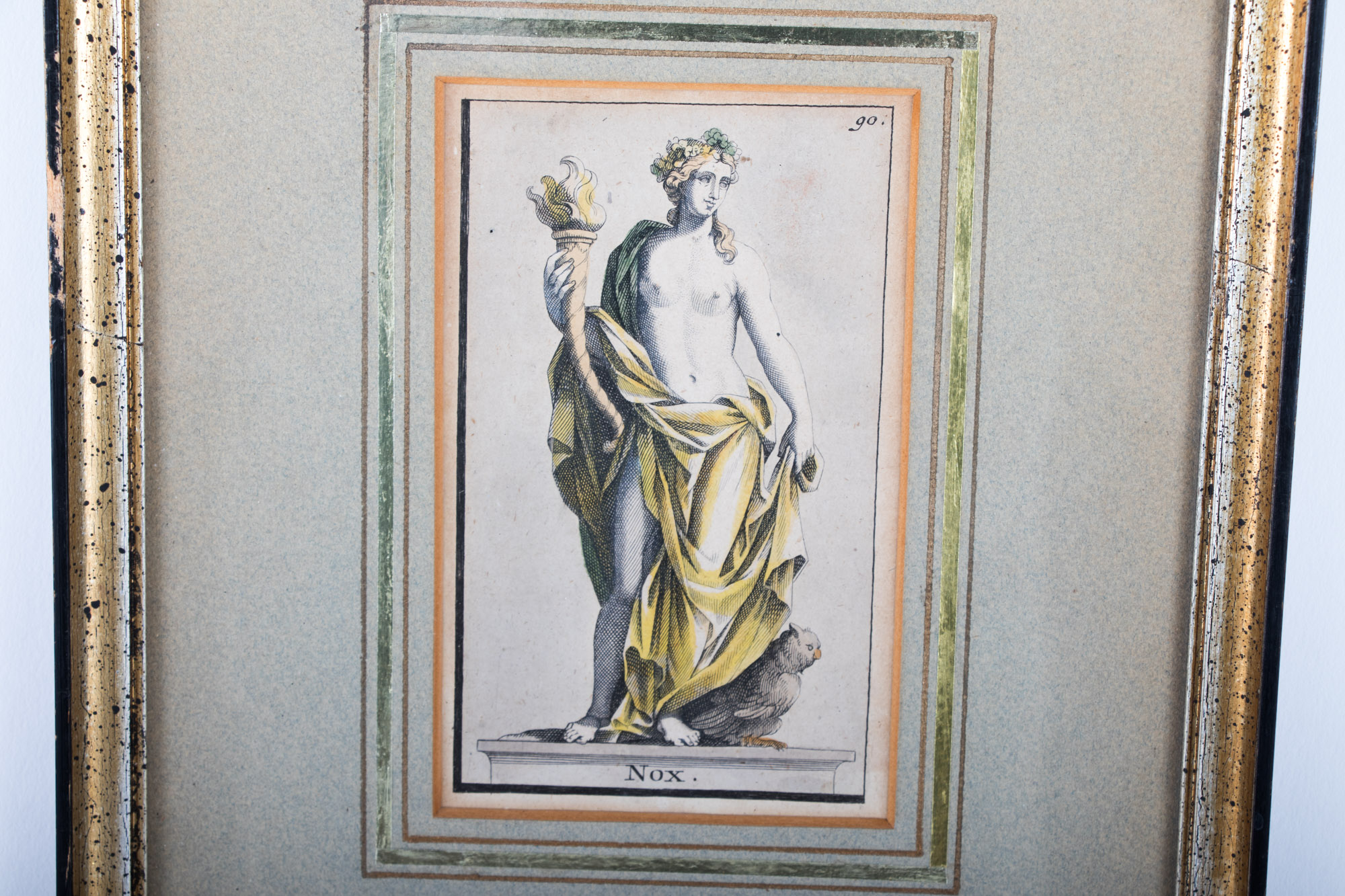 Framed Hand Colored Roman Mythology Prints, 19th Century
