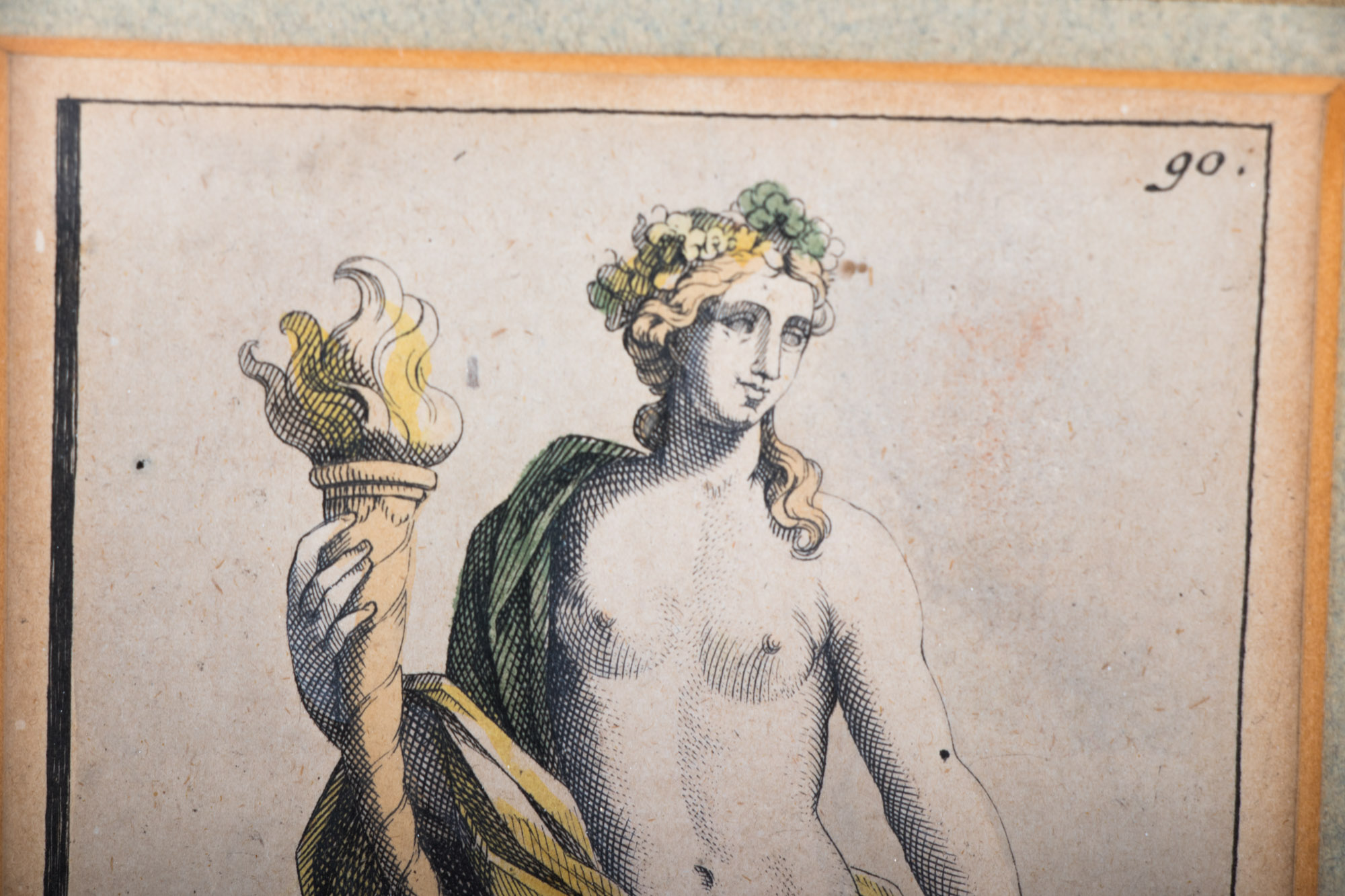 Framed Hand Colored Roman Mythology Prints, 19th Century