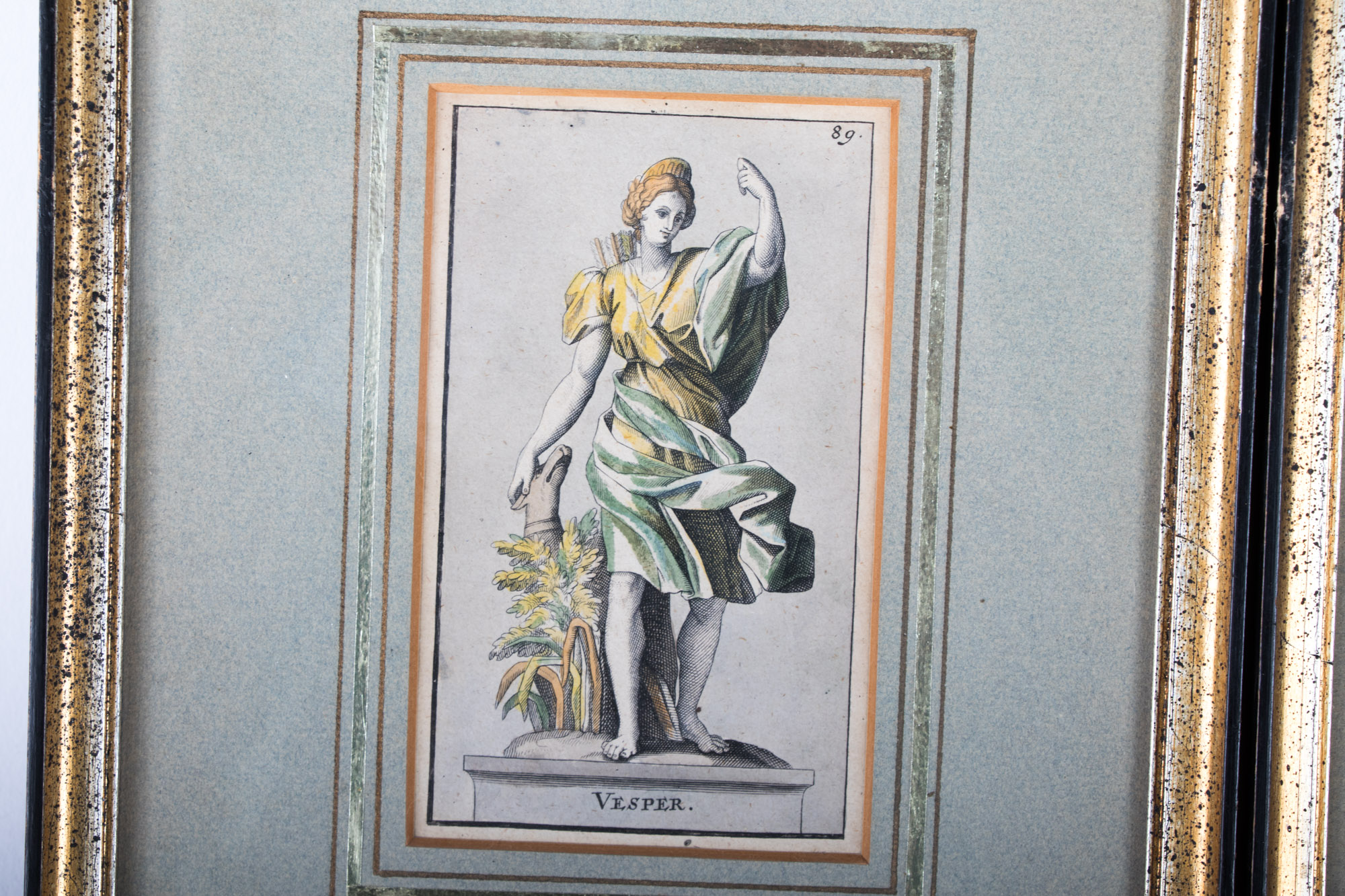 Framed Hand Colored Roman Mythology Prints, 19th Century