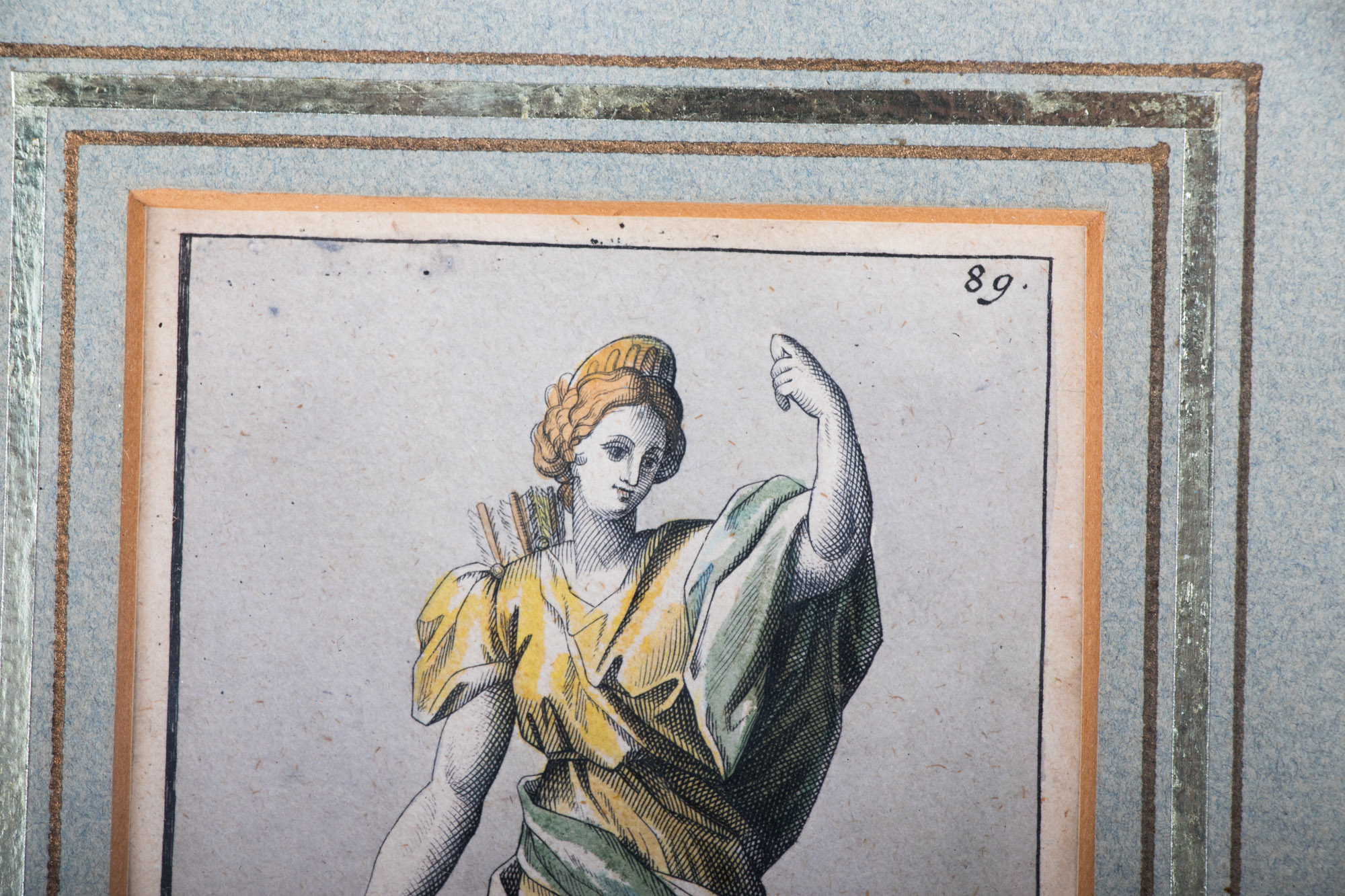 Framed Hand Colored Roman Mythology Prints, 19th Century