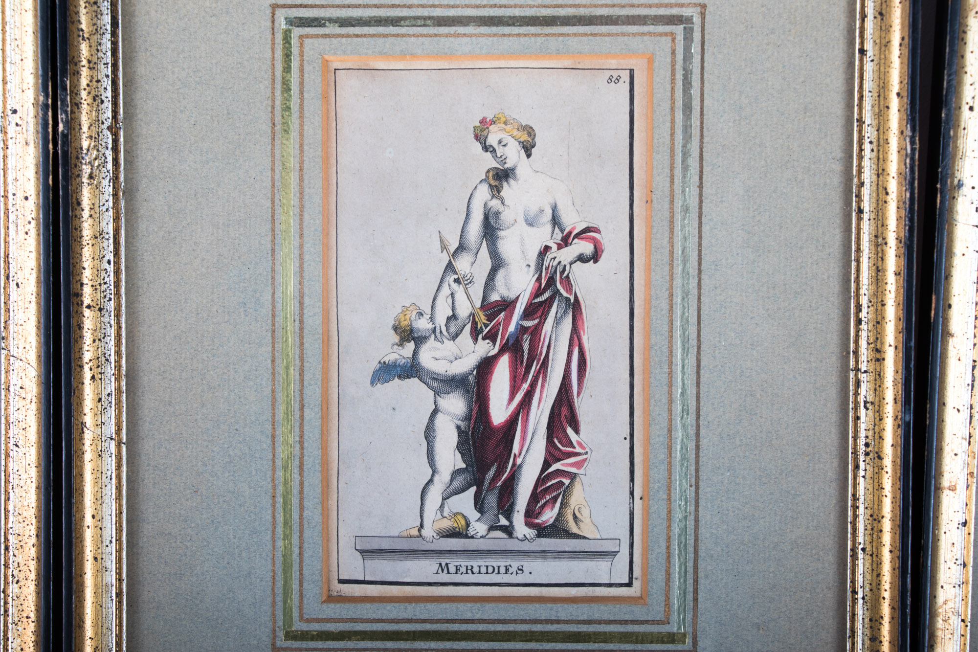 Framed Hand Colored Roman Mythology Prints, 19th Century