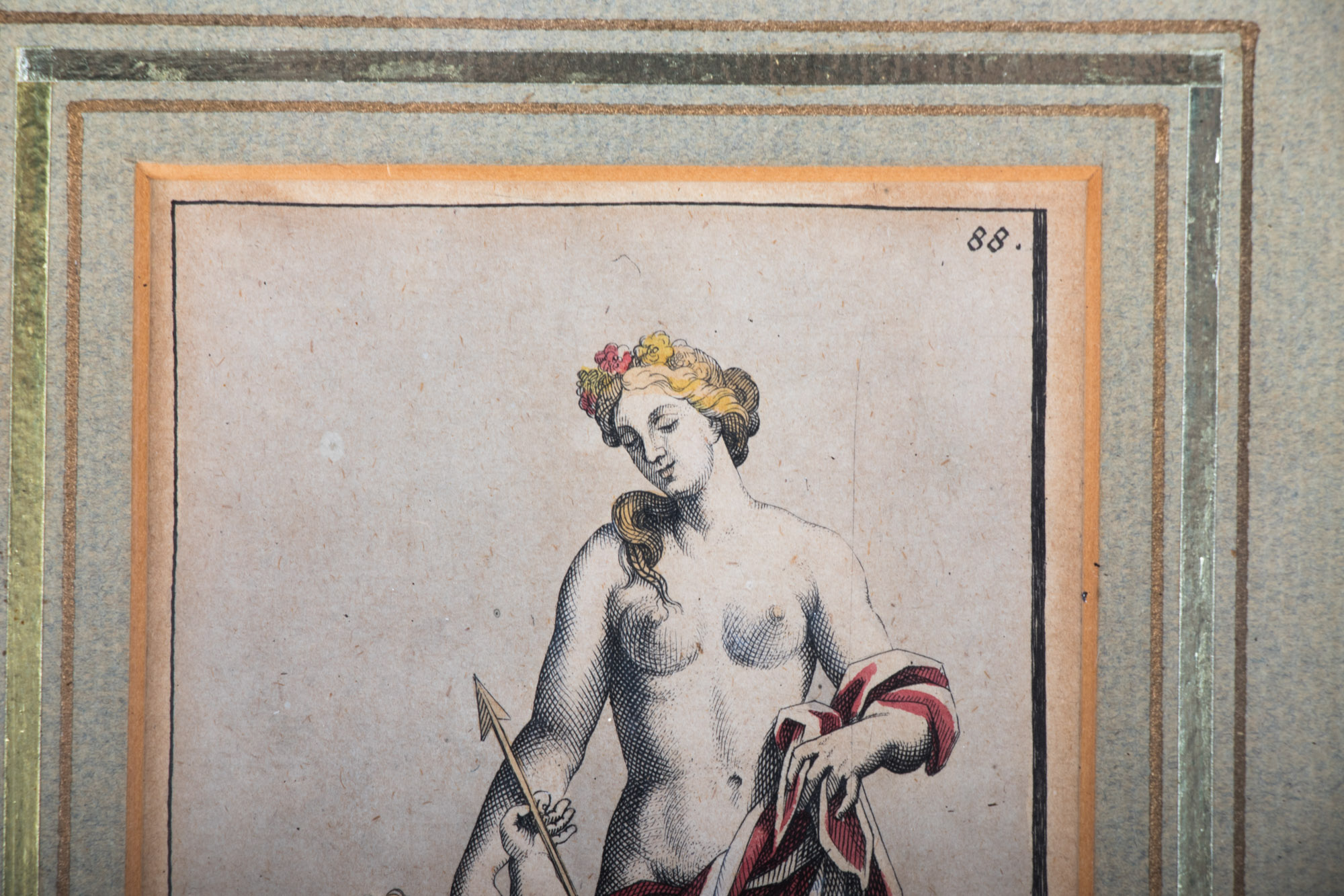 Framed Hand Colored Roman Mythology Prints, 19th Century