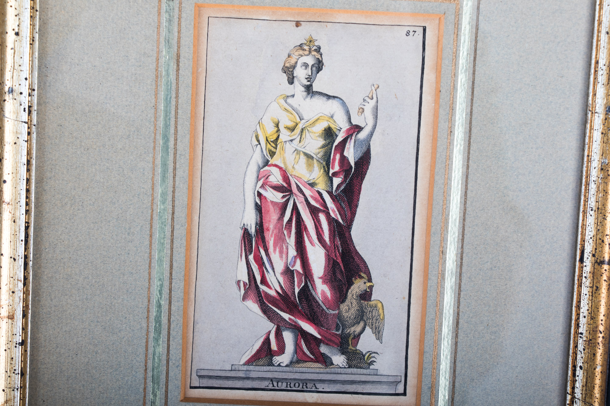 Framed Hand Colored Roman Mythology Prints, 19th Century