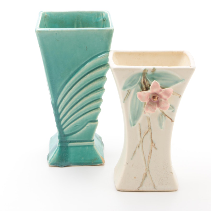 Art Deco Style McCoy Vases including "Blossom Time"