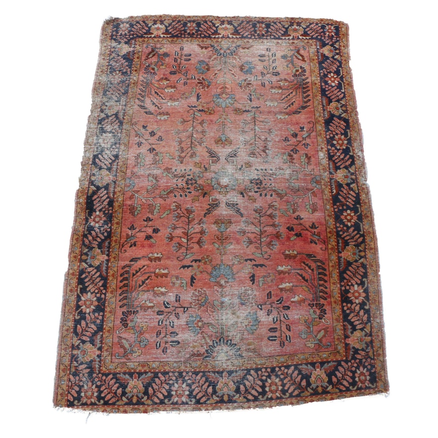 Vintage Hand-Knotted Persian Sarouk Area Rug