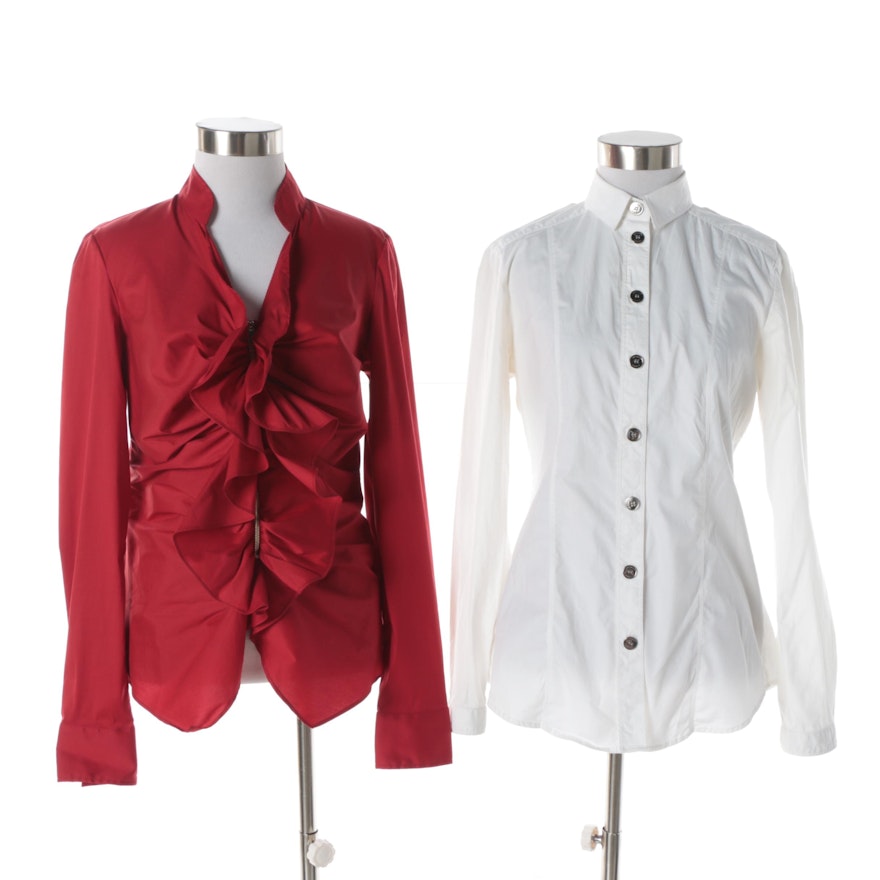 Women's Burberry London and Carolina Herrera Cotton Blend Blouses