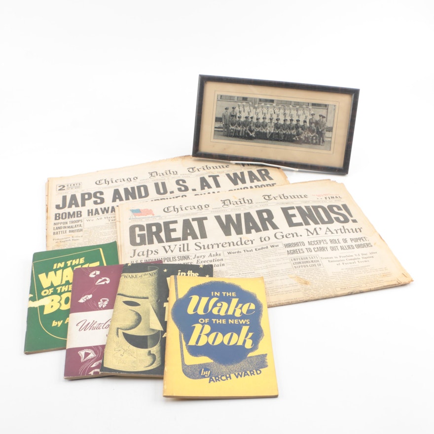 WWII Era Newspapers, Books and Military Photograph