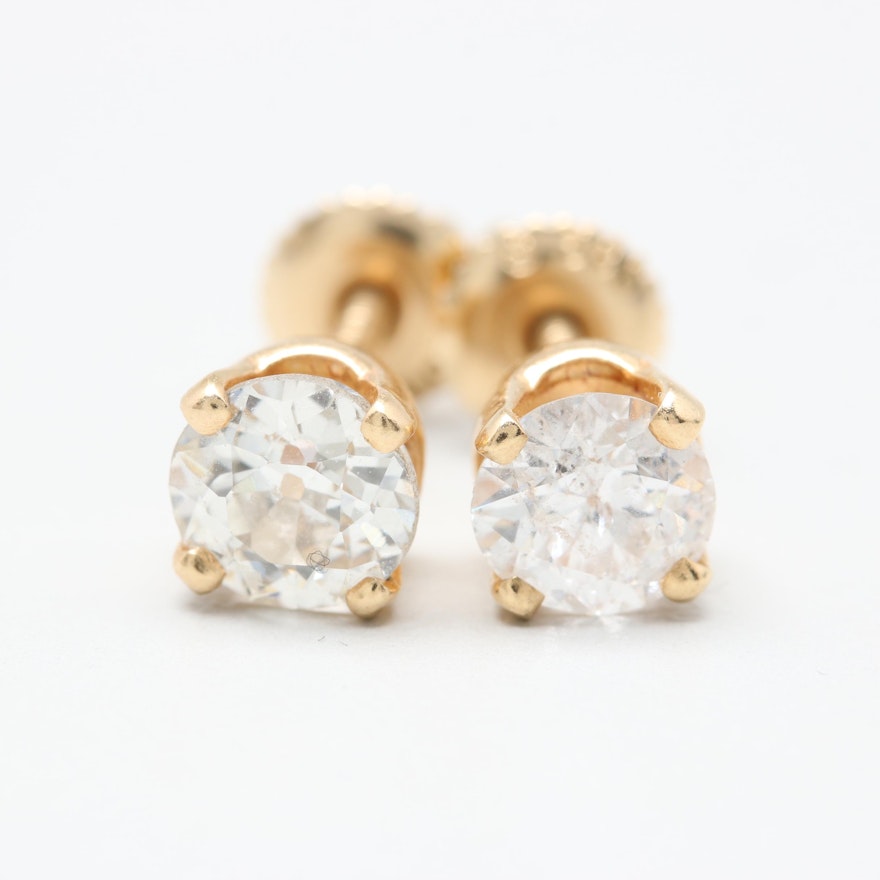 14K Yellow Gold 1.40 CTW Diamond Stud Earring