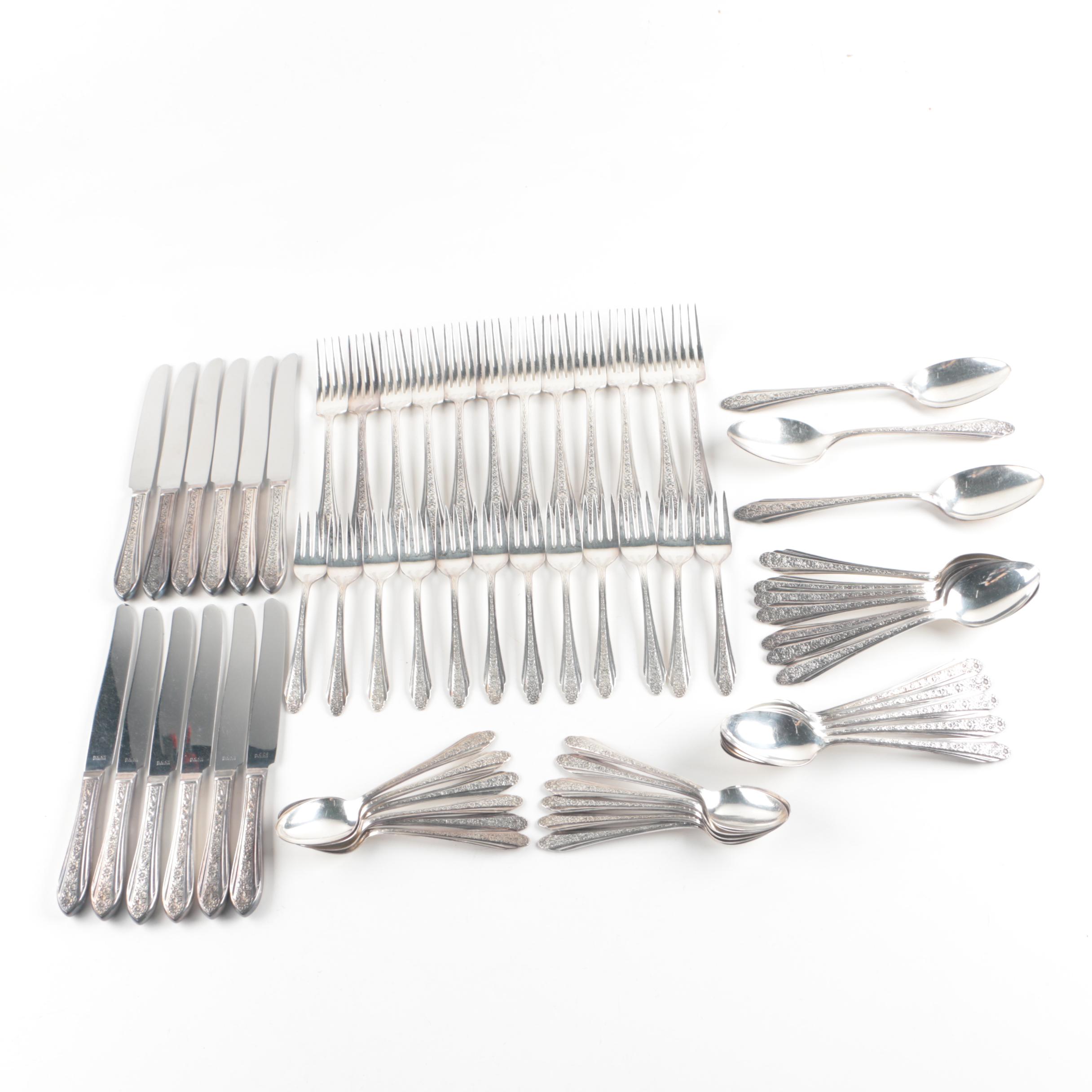 Vintage Rogers Cutlery Co. "Modern Rose" Silver Plate Flatware Set