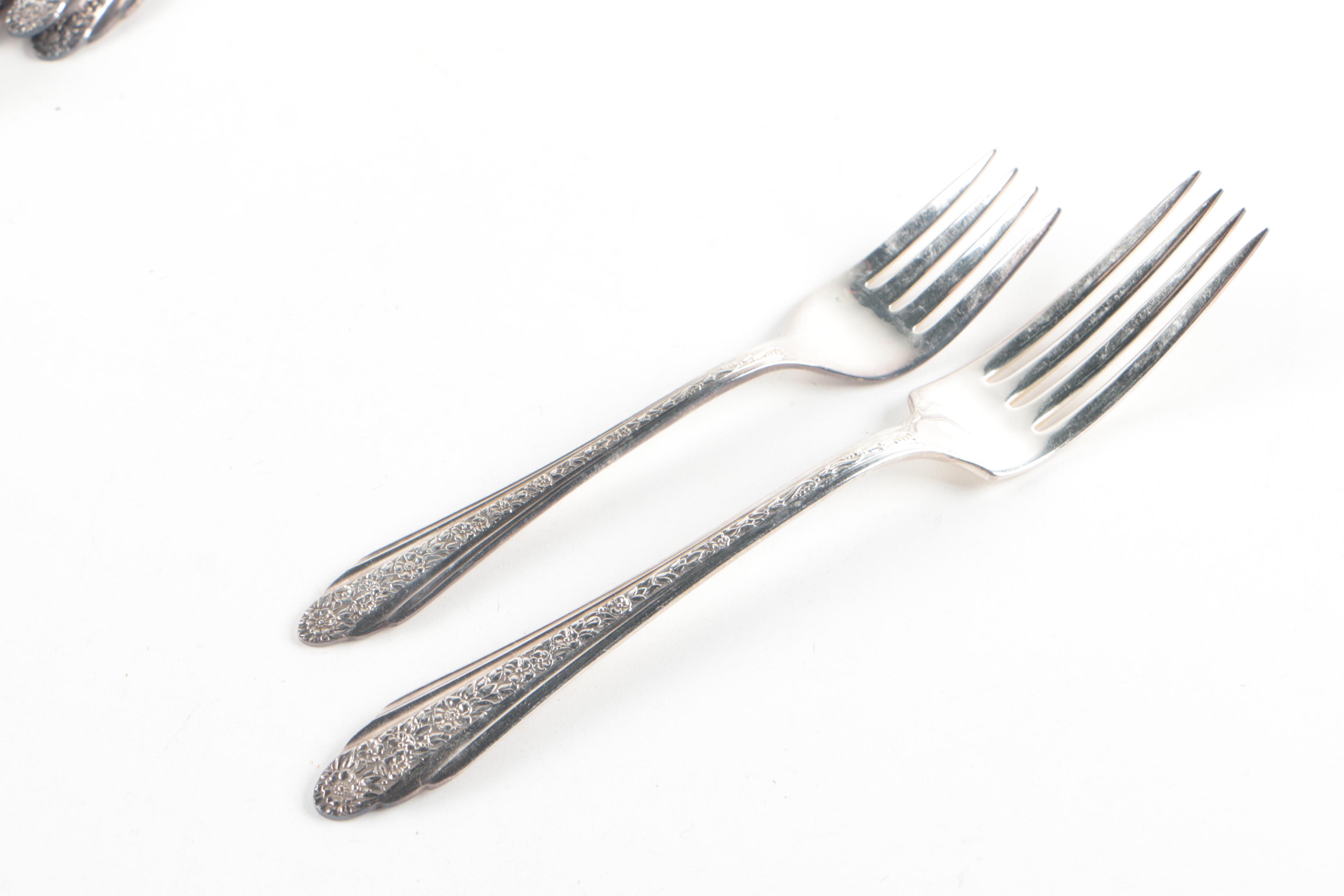 Vintage Rogers Cutlery Co. "Modern Rose" Silver Plate Flatware Set