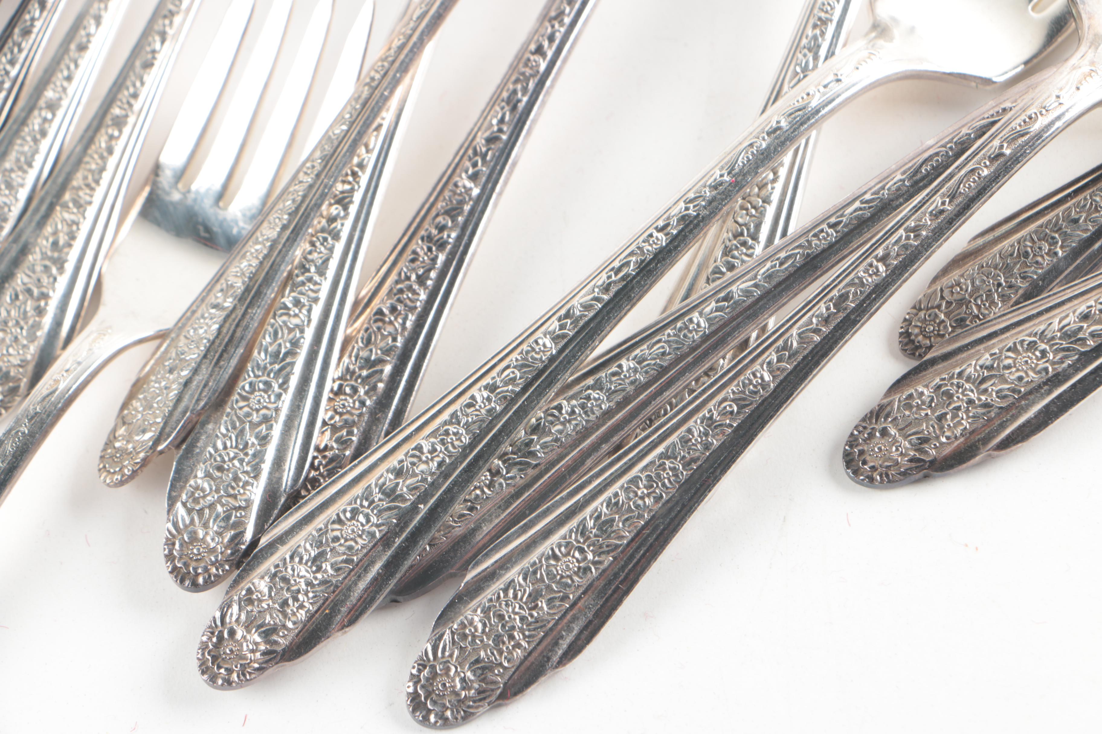 Vintage Rogers Cutlery Co. "Modern Rose" Silver Plate Flatware Set