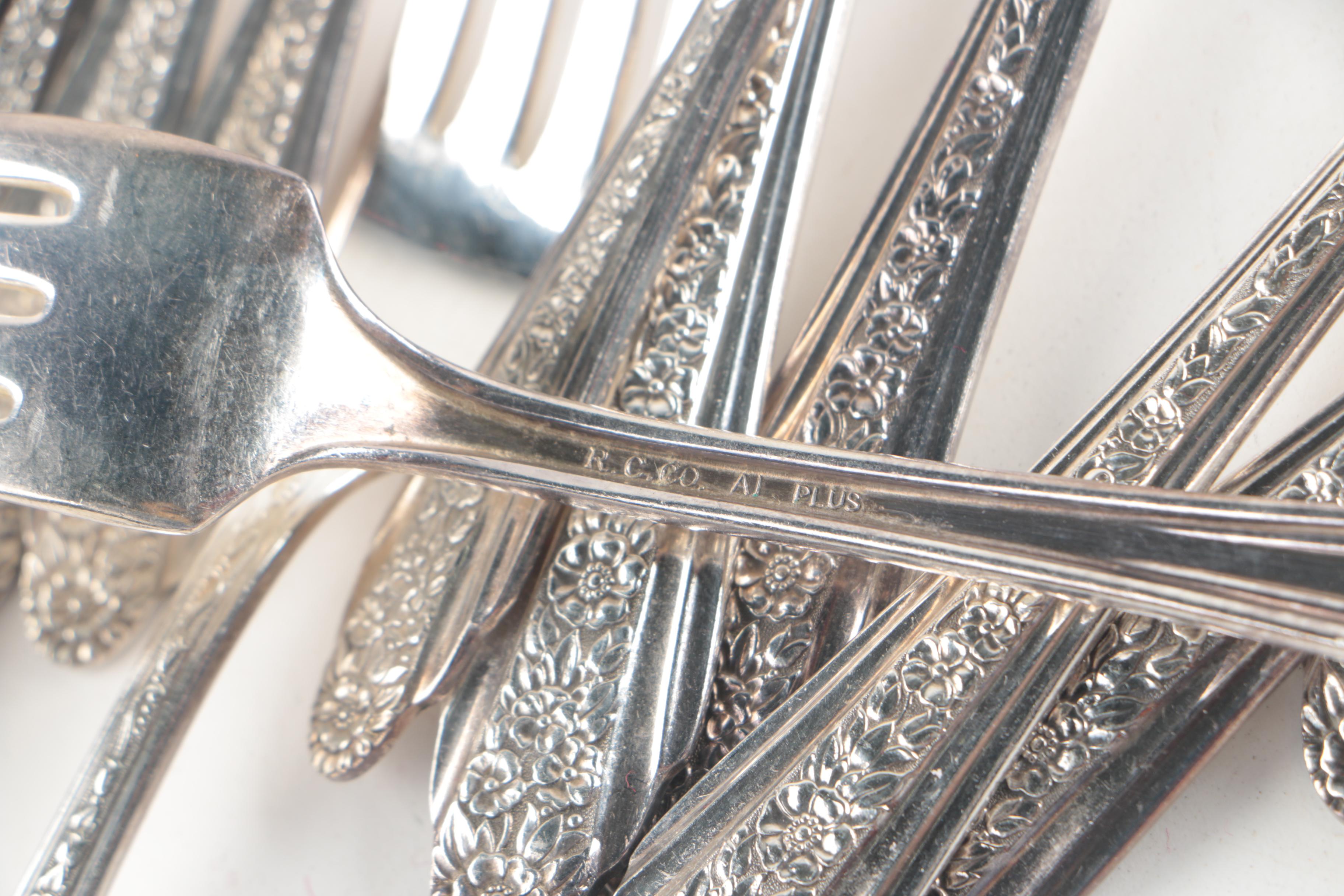 Vintage Rogers Cutlery Co. "Modern Rose" Silver Plate Flatware Set