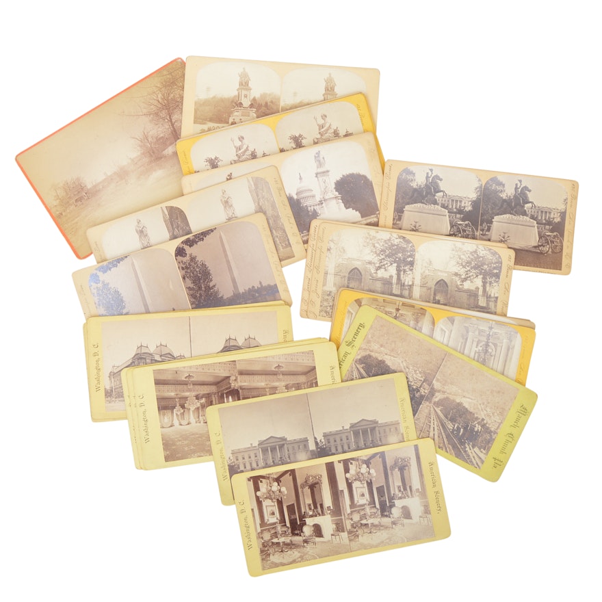 24 Vintage Stereoscopic Cards with Washington D.C. and White House