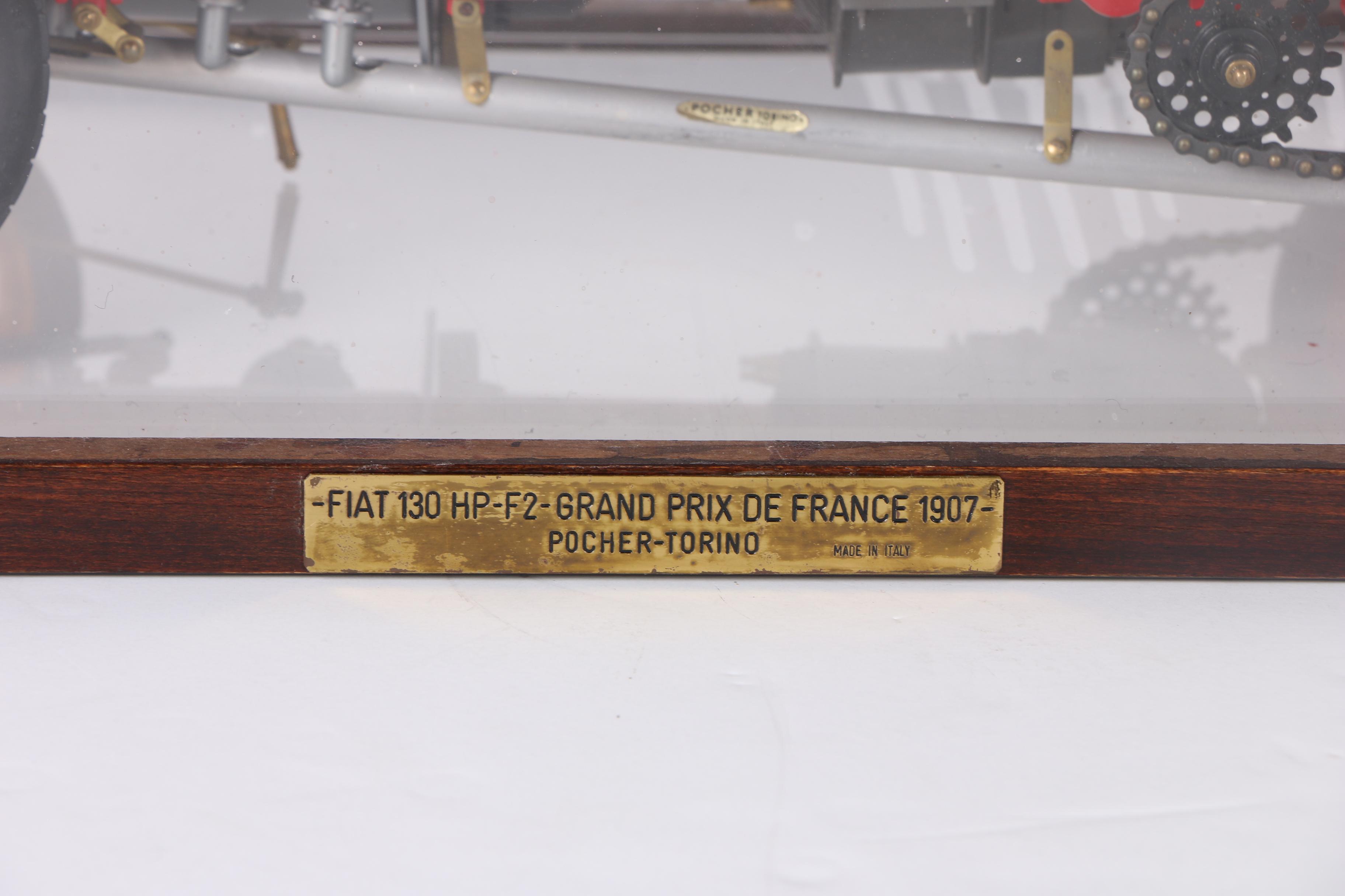 Pocher 1907 Fiat 130 HP F-2 Grand Prix De France Model Race Car in Display Case